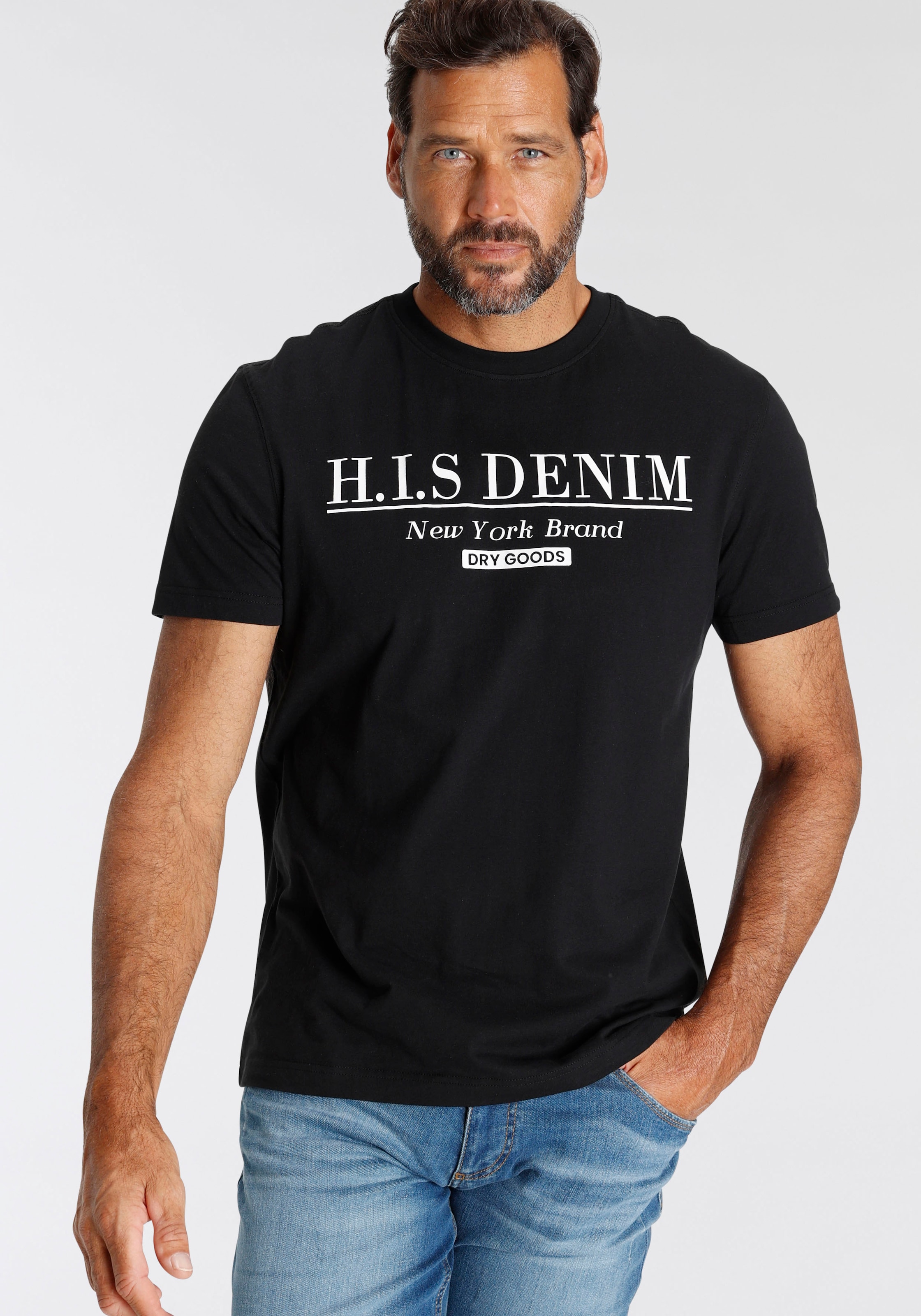 H.I.S T-Shirt, schmale Passform, bedrucktes Design, Rundhalsausschnitt günstig online kaufen