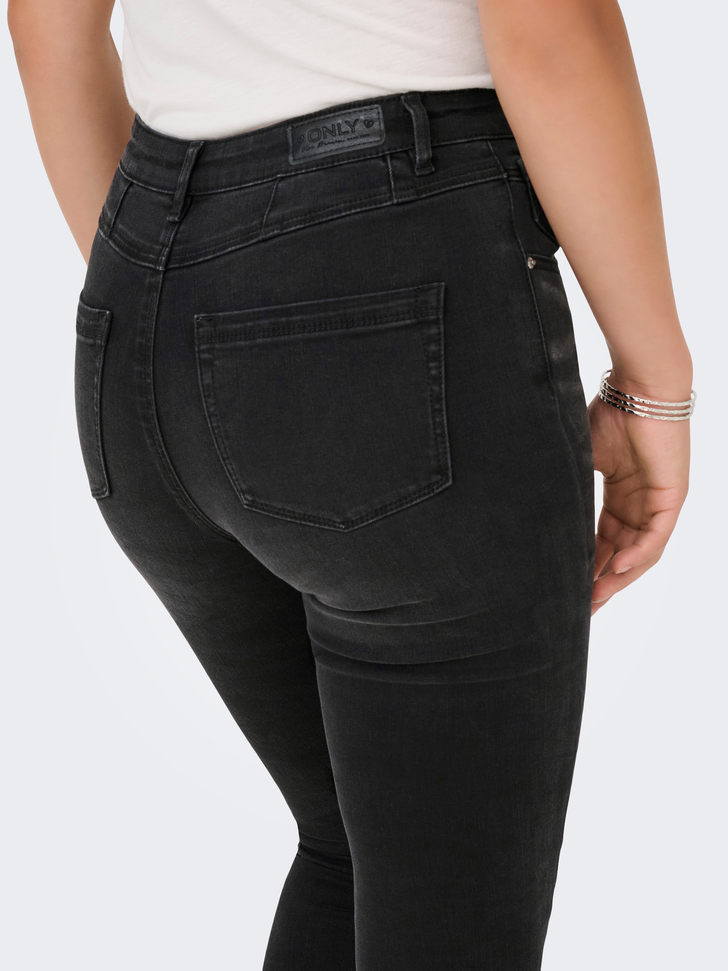 ONLY Skinny-fit-Jeans »ONLWAUW HW DOU BUT CUT SKINNY DNM EXT« Materialmix, skinny fit