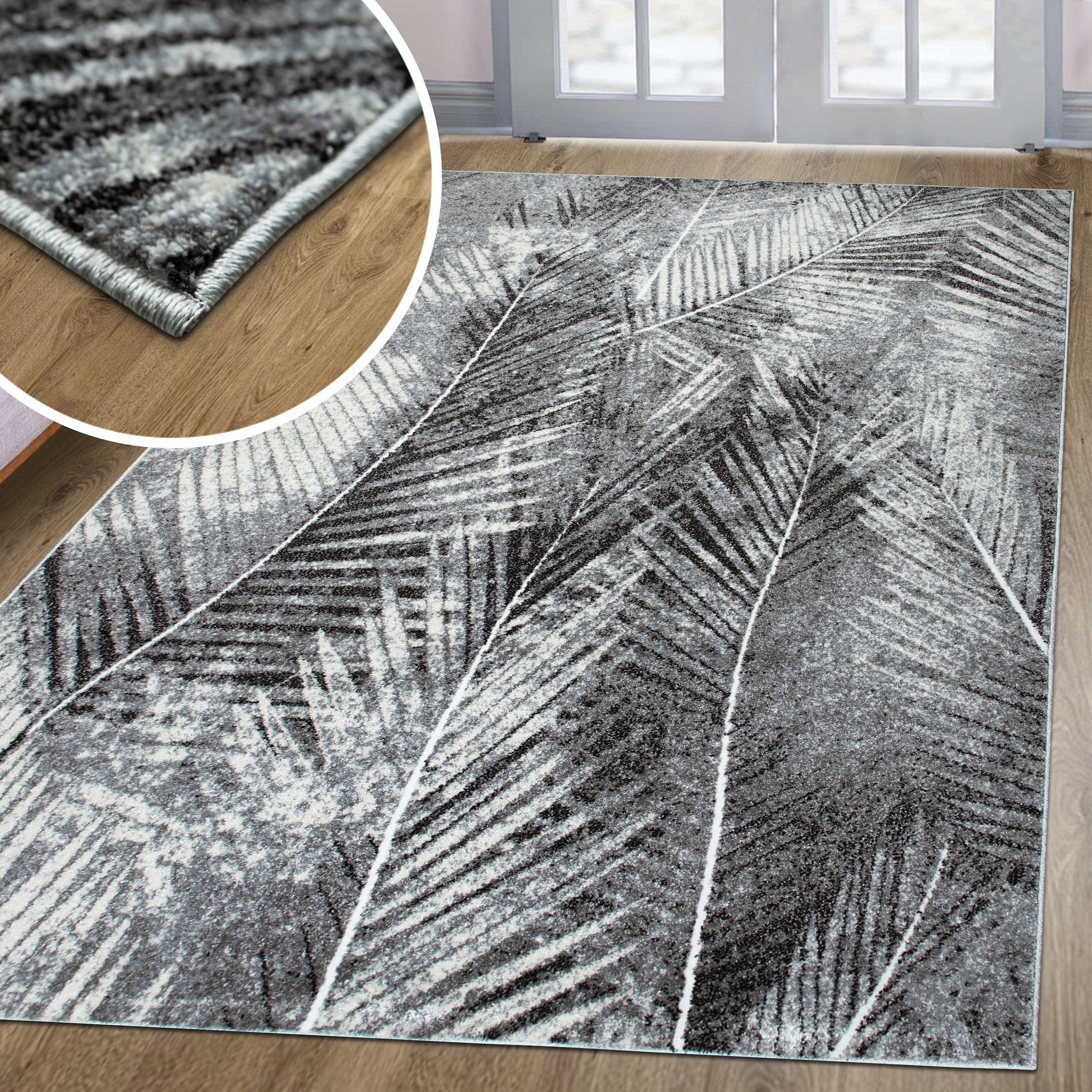 my home Teppich »Kiliv, Modernes Blatt Design«, rechteckig, 9 mm Höhe, mit besonders weichem Flor, Kurzflor