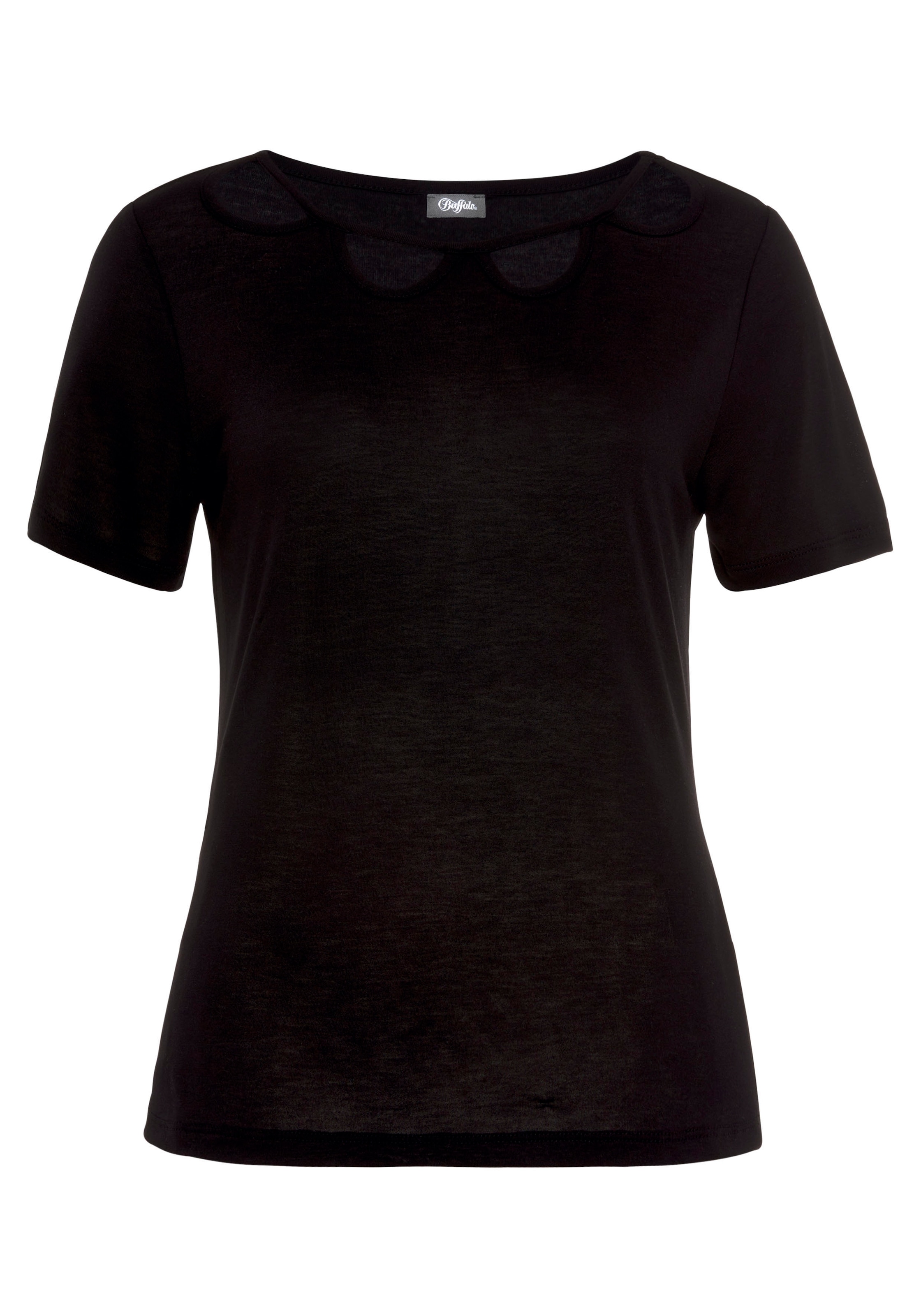 vorne, T-Shirt, Passform Buffalo BAUR online Cut-outs lockere kaufen Kurzarmshirt, mit |