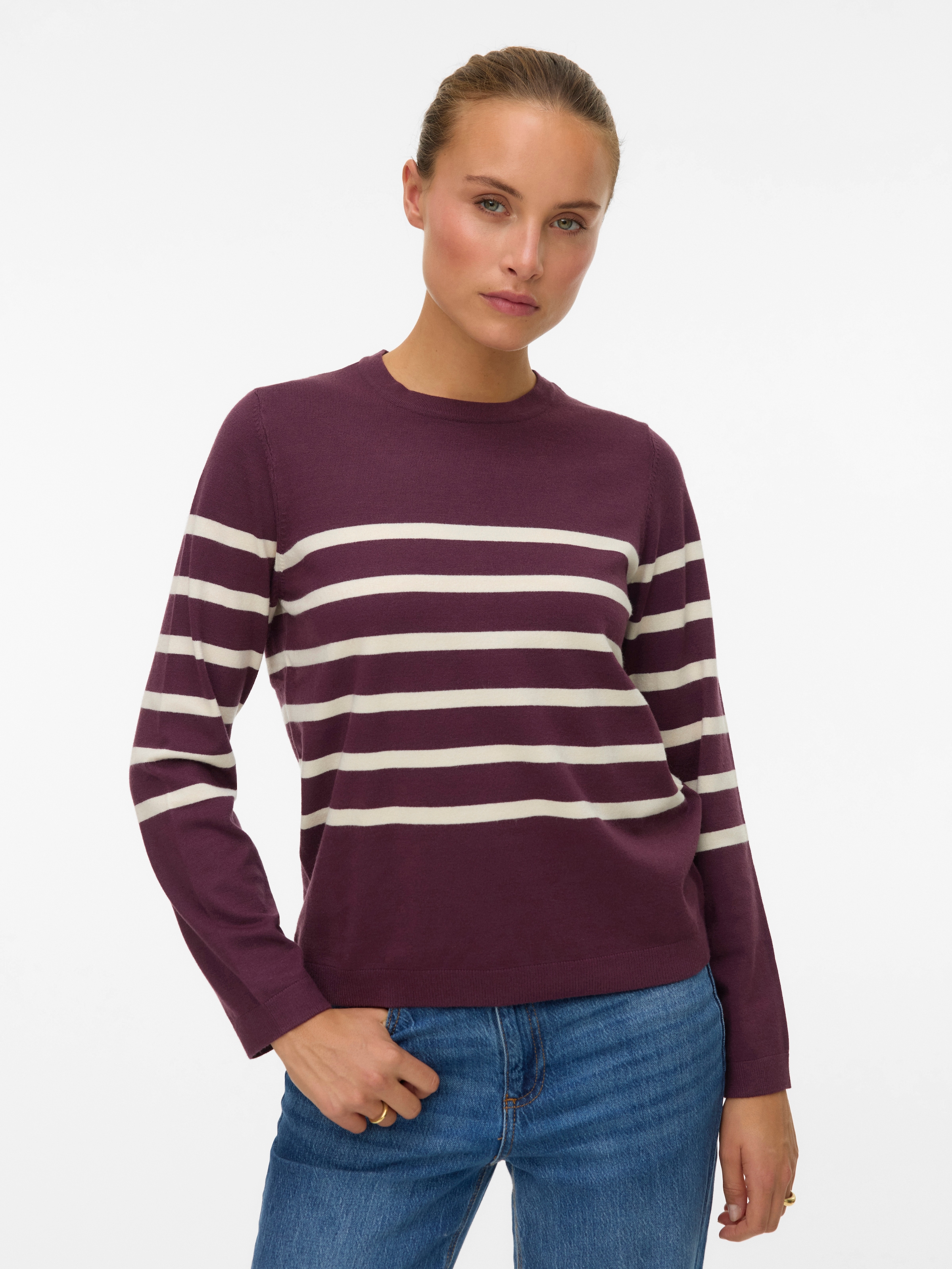 Vero Moda Rundhalspullover "VMSABA PLAIN LS O-NECK PULLOVER GA NOOS" günstig online kaufen
