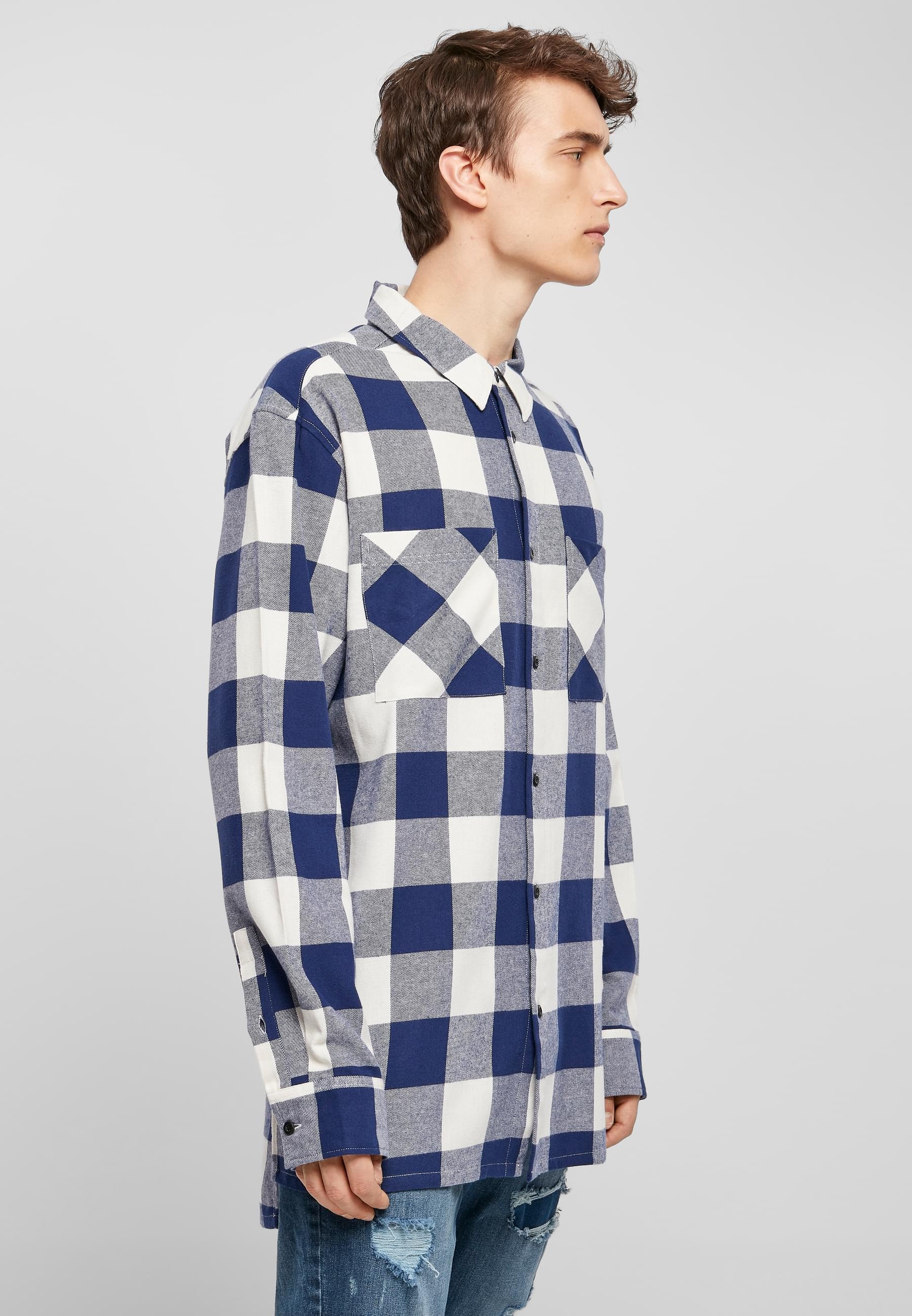 URBAN CLASSICS Langarmhemd »Urban Classics Herren Long Oversized Checked Shirt«, (1 tlg.)