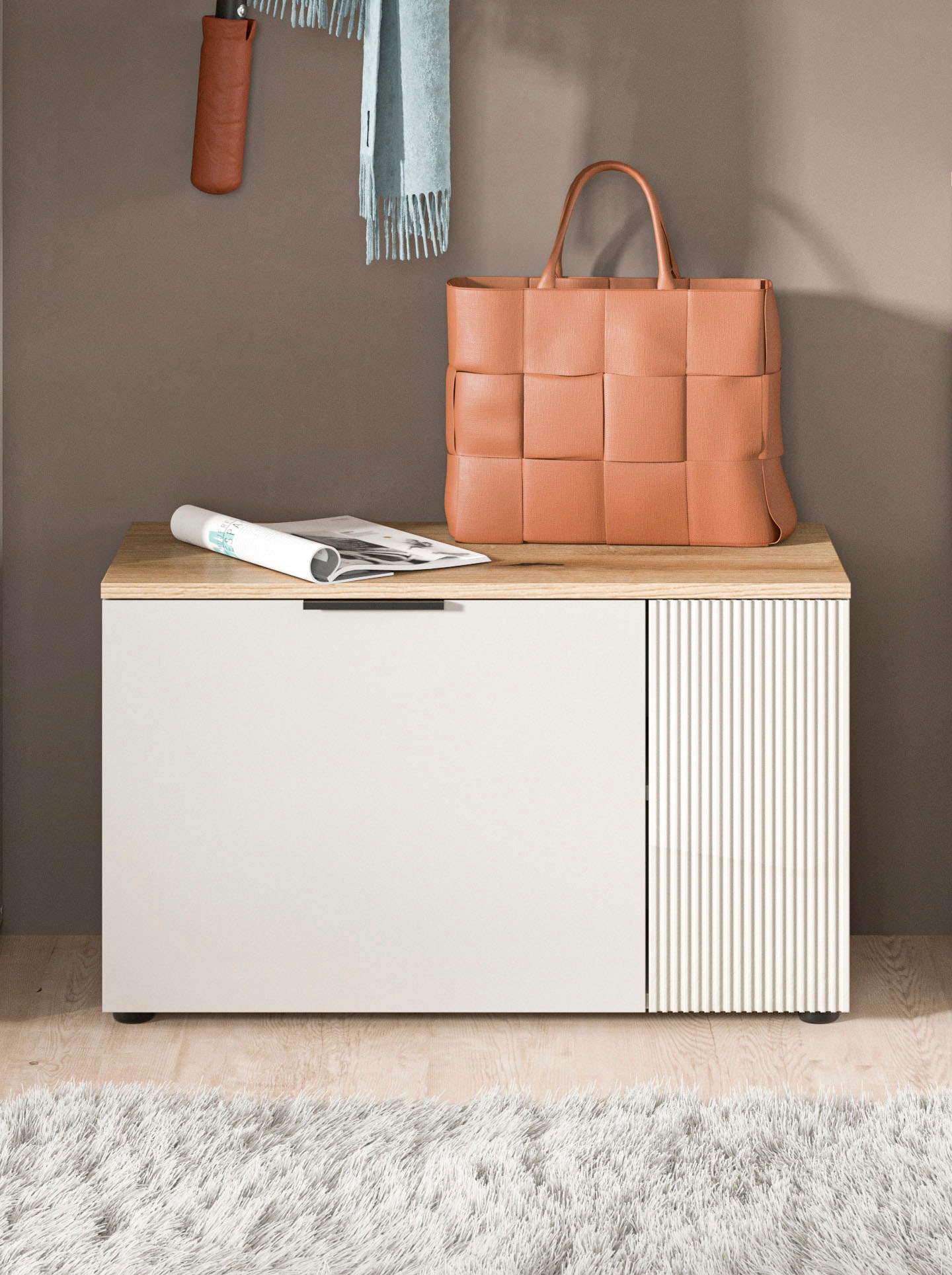 Home affaire Sitzbank "EDIL, Breite 80cm, 2 Türen, 4 Fächer" moderne Farbko günstig online kaufen