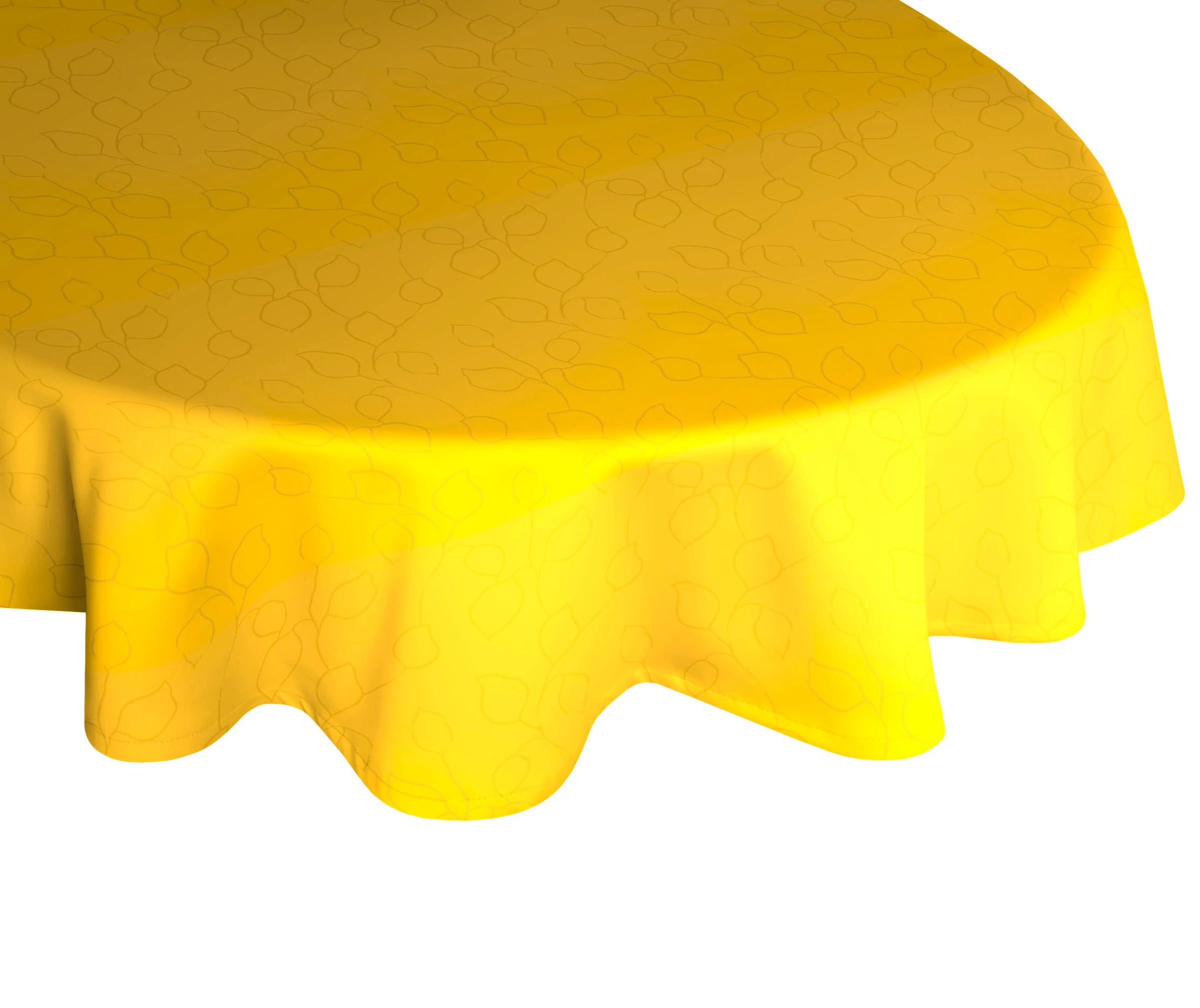 Tischdecke WIRTH, B:190cm L:130cm, gelb, Polyester, Tischdecken, "Westport", Made in Germany, Jacquard Dekostoff, Blatt-Design, Pflegeleicht