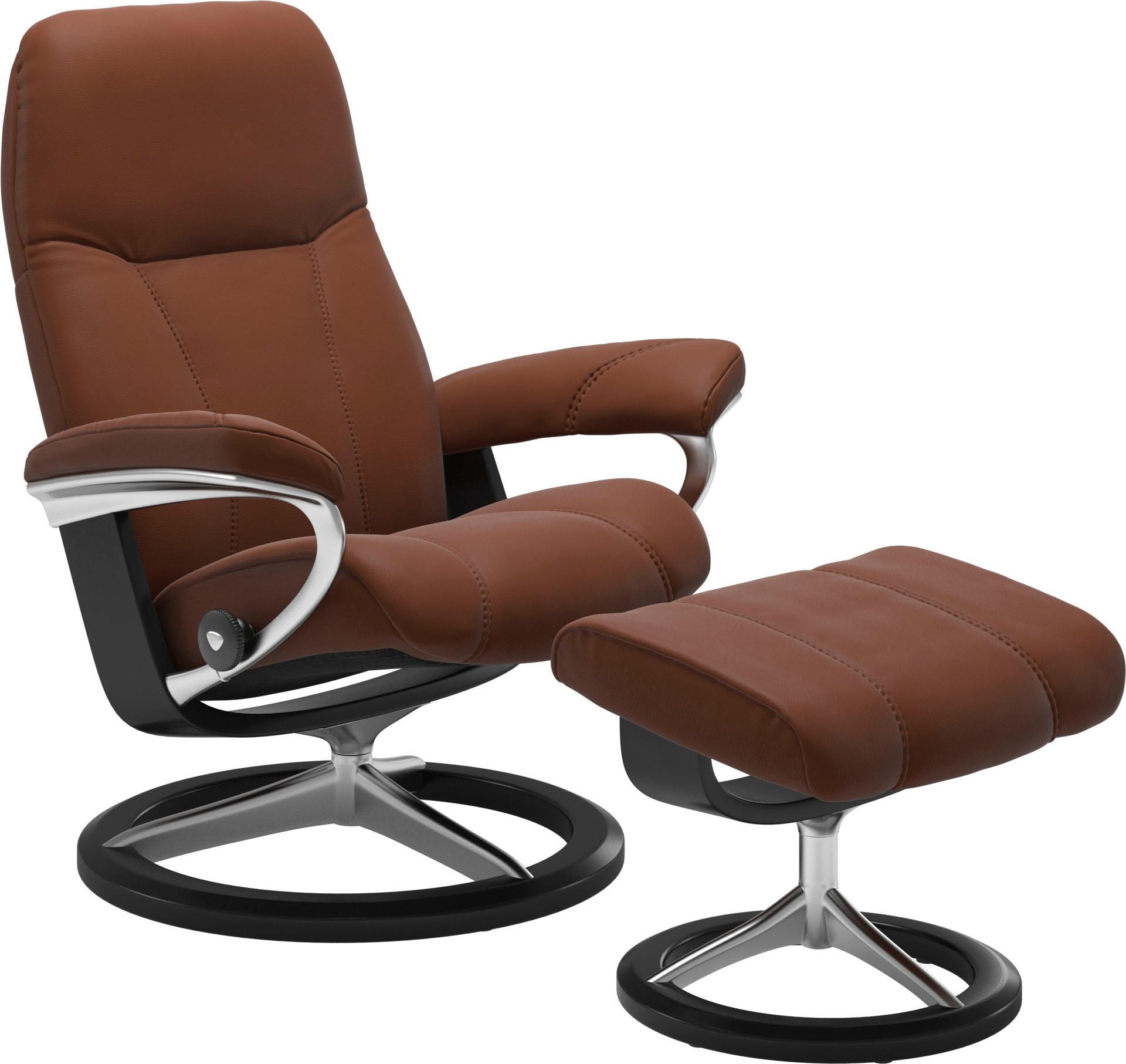 Stressless Relaxsessel "Consul" Set, Relaxsessel mit Hocker, mit Hocker, mit Signature Base, Größe M, Gestell Schwarz