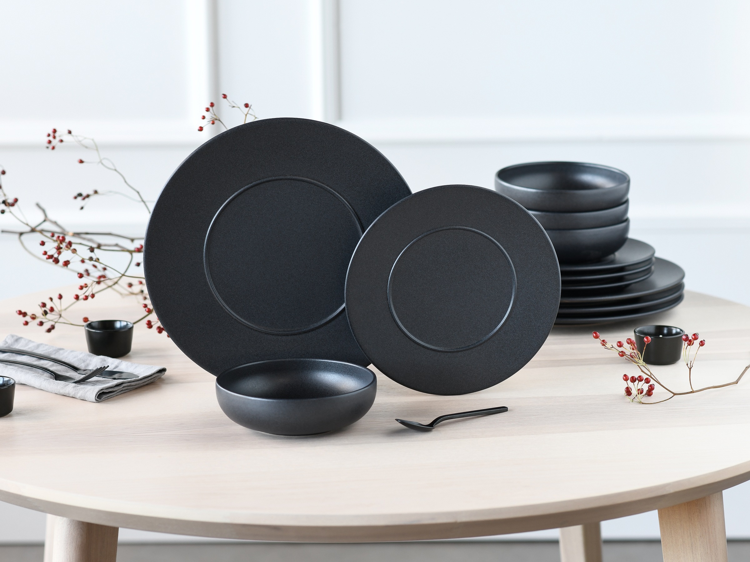 CreaTable Teller-Set »Unico, Teller Set, 12-tlg.« Eleganter Flair, Breite Fahne, Edel