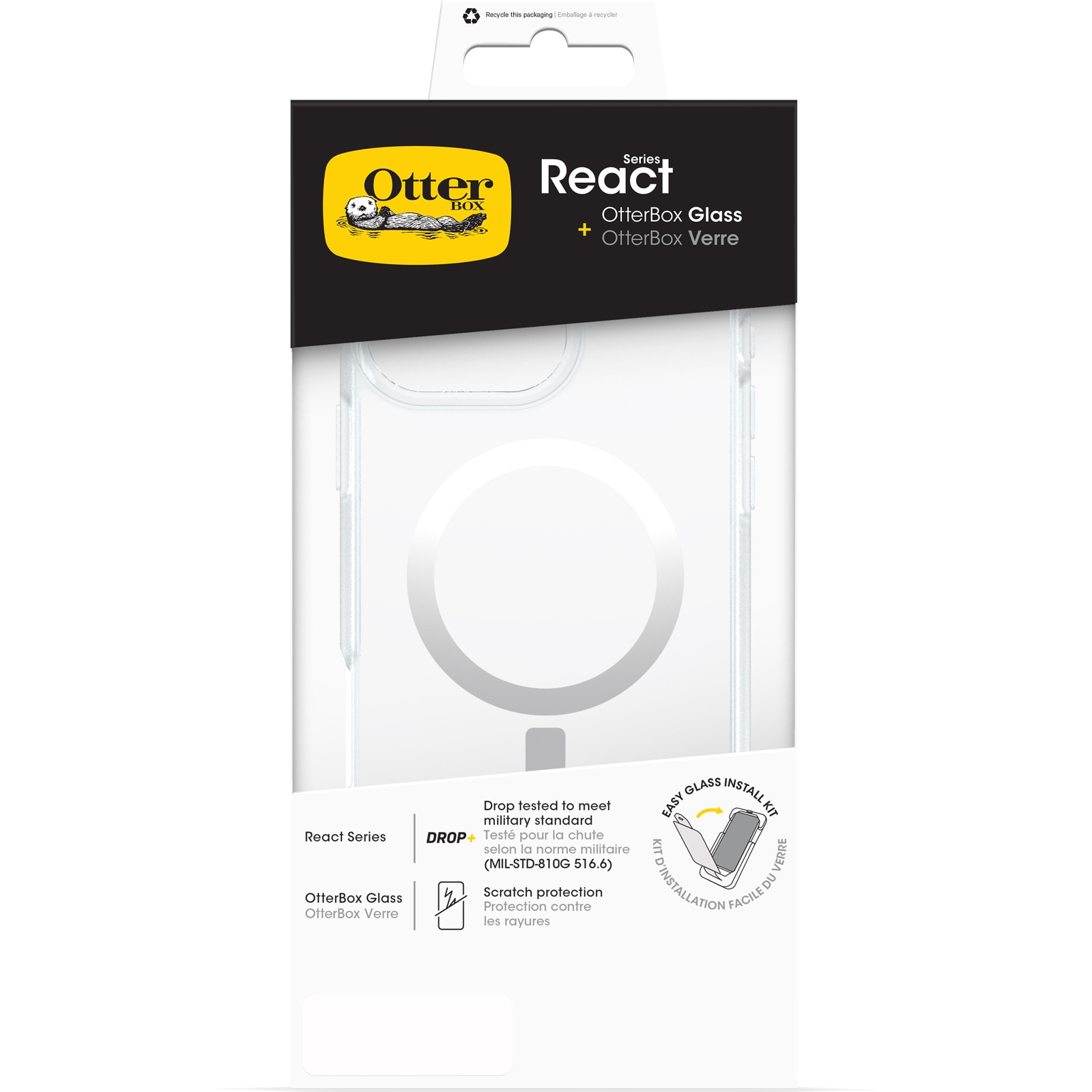 Otterbox Handyhülle »React + Glass für Apple iPhone 16 Pro Max«, iPhone 16, Backcover, Schutzhülle, Displayschutzglas, stoßfest
