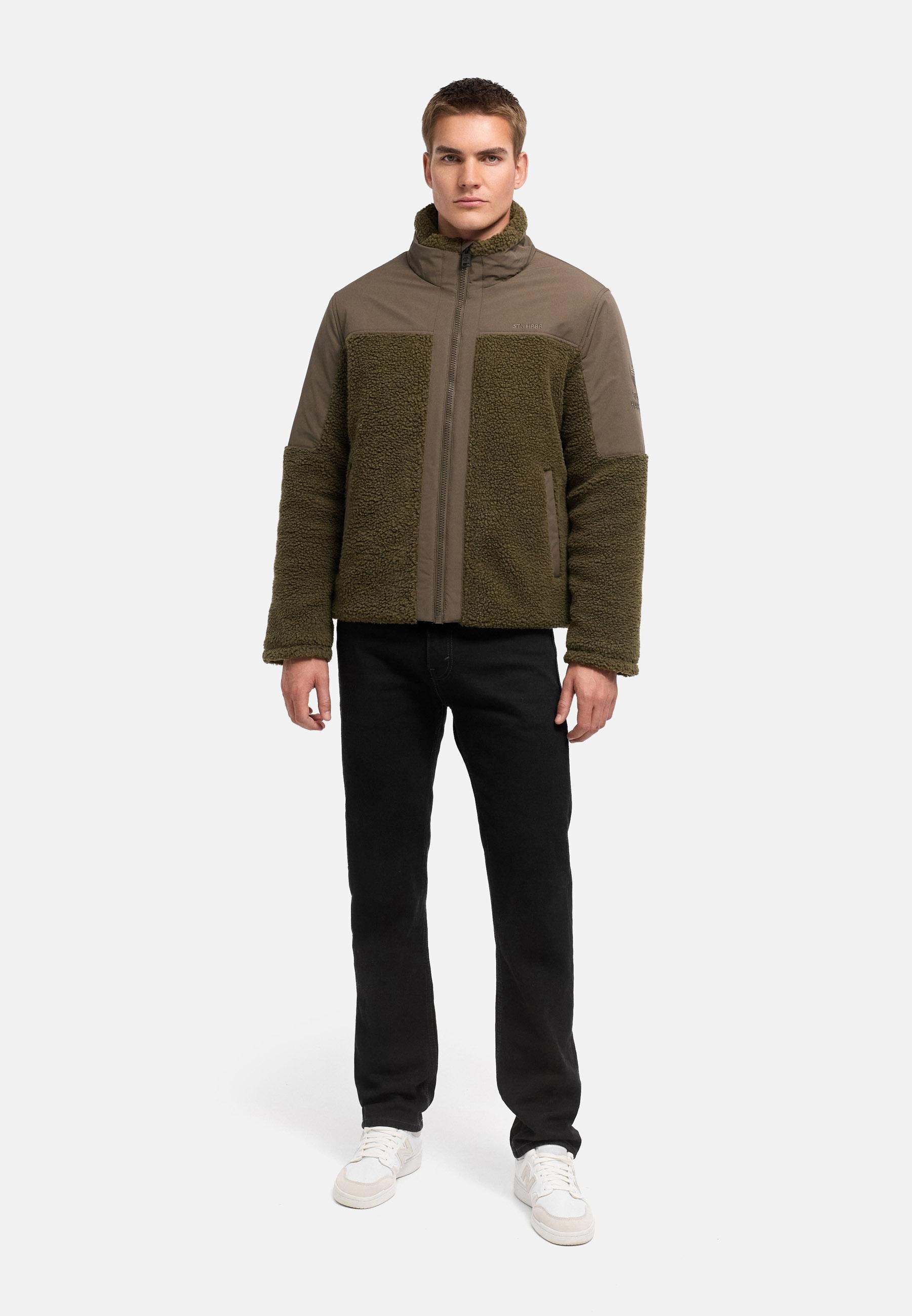 Stone Harbour Plüschjacke »Riveen XX« ohne Kapuze Warme Winterjacke mit Teddyfleece Materialmix