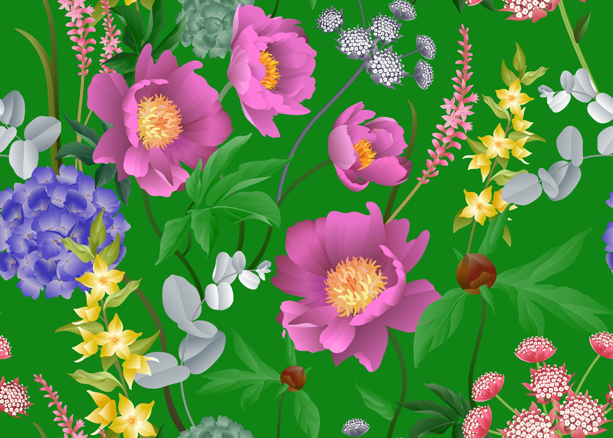 Papermoon Fototapete "BLUMEN ABSTRAKT-MUSTER DESIGN ROSEN BLUMEN DECOR RETRO"
