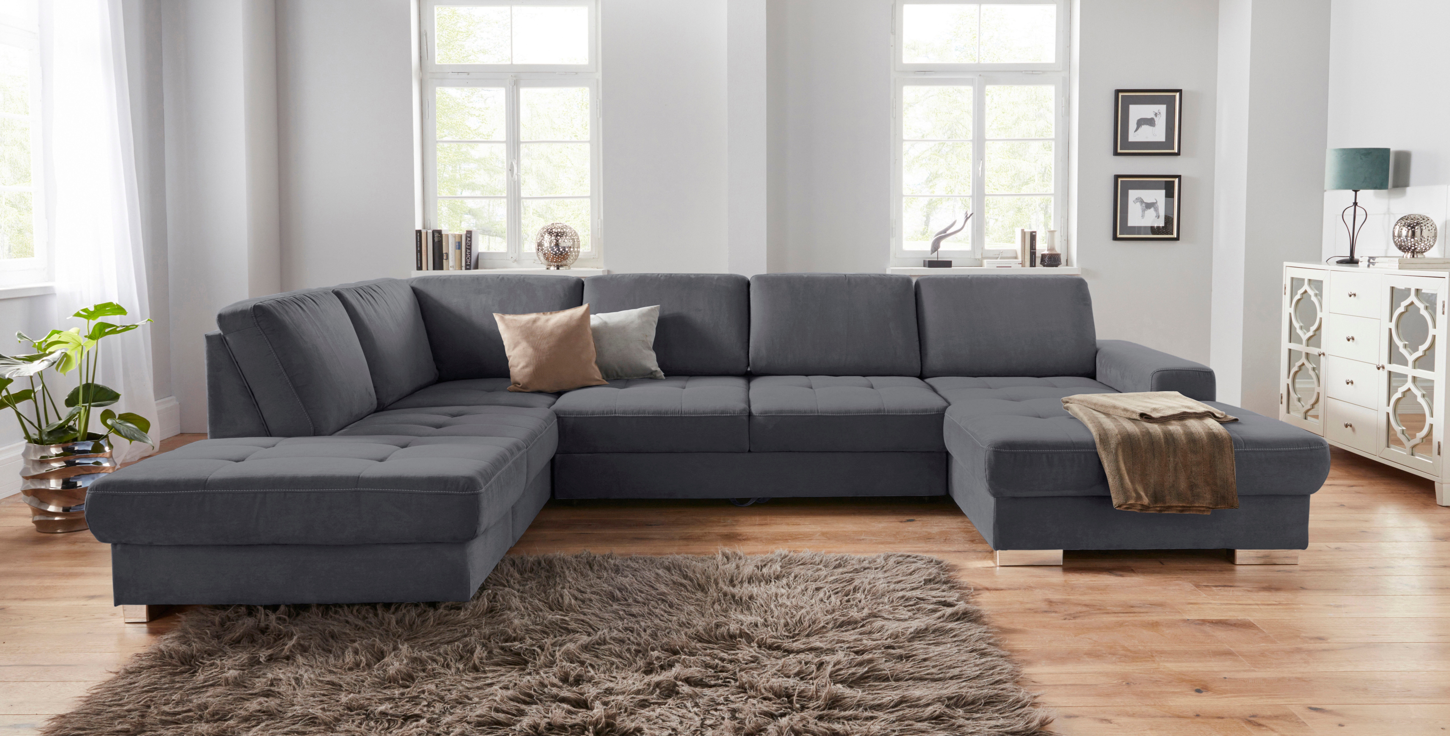 sit&more Wohnlandschaft "Santorini U-Form" mit Federkern und Sitztiefenverstellung, wahlweise mit Schlaffunktion