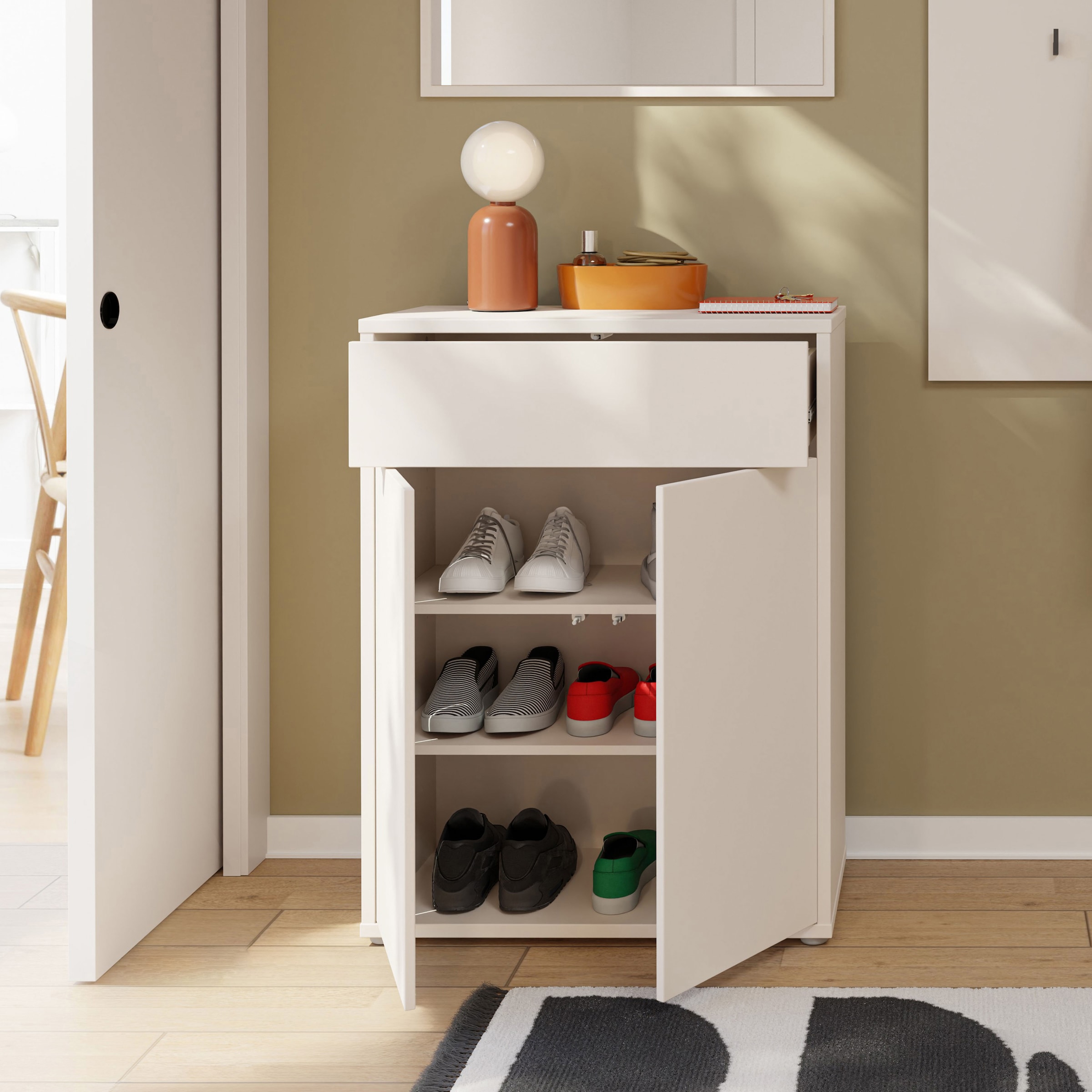 FORTE Schuhschrank B/H/T 74,5/99,1/34,9 cm Push to open, 12 Paar Schuhe