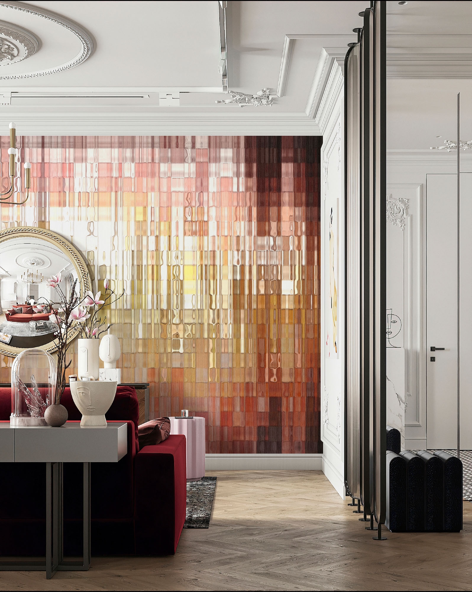 living walls Fototapete »Walls by Patel 5 Fototapete Abstrakte 3D-Lichtstreifen« 3D-Optik glatt Abstrakte 3D-Lichtstreifen auf 200 g/m² Premium-Vlies