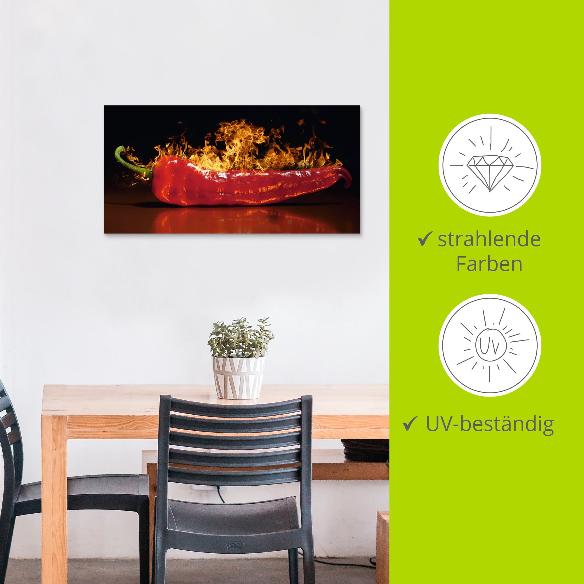 Artland Wandbild »Roter scharfer Chilipfeffer«, Lebensmittel, (1 St.), als Alubild, Outdoorbild, Leinwandbild, Poster, Wandaufkleber