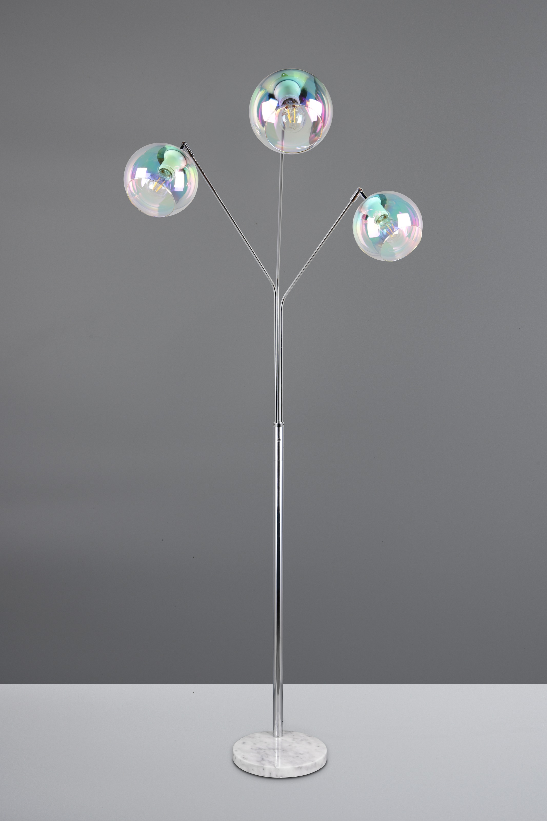 TRIO Leuchten Stehlampe »PAXTON, dreiflammige Stehleuchte, Glas Lampenschirme, Arme verstellbar«, 3 flammig, Leuchtmittel E27 | Leuchtmittel wechselbar, exkl. 3x E27 max 10W, Höhe 200cm Breite 67cm, Kippschalter, 2m Kabel