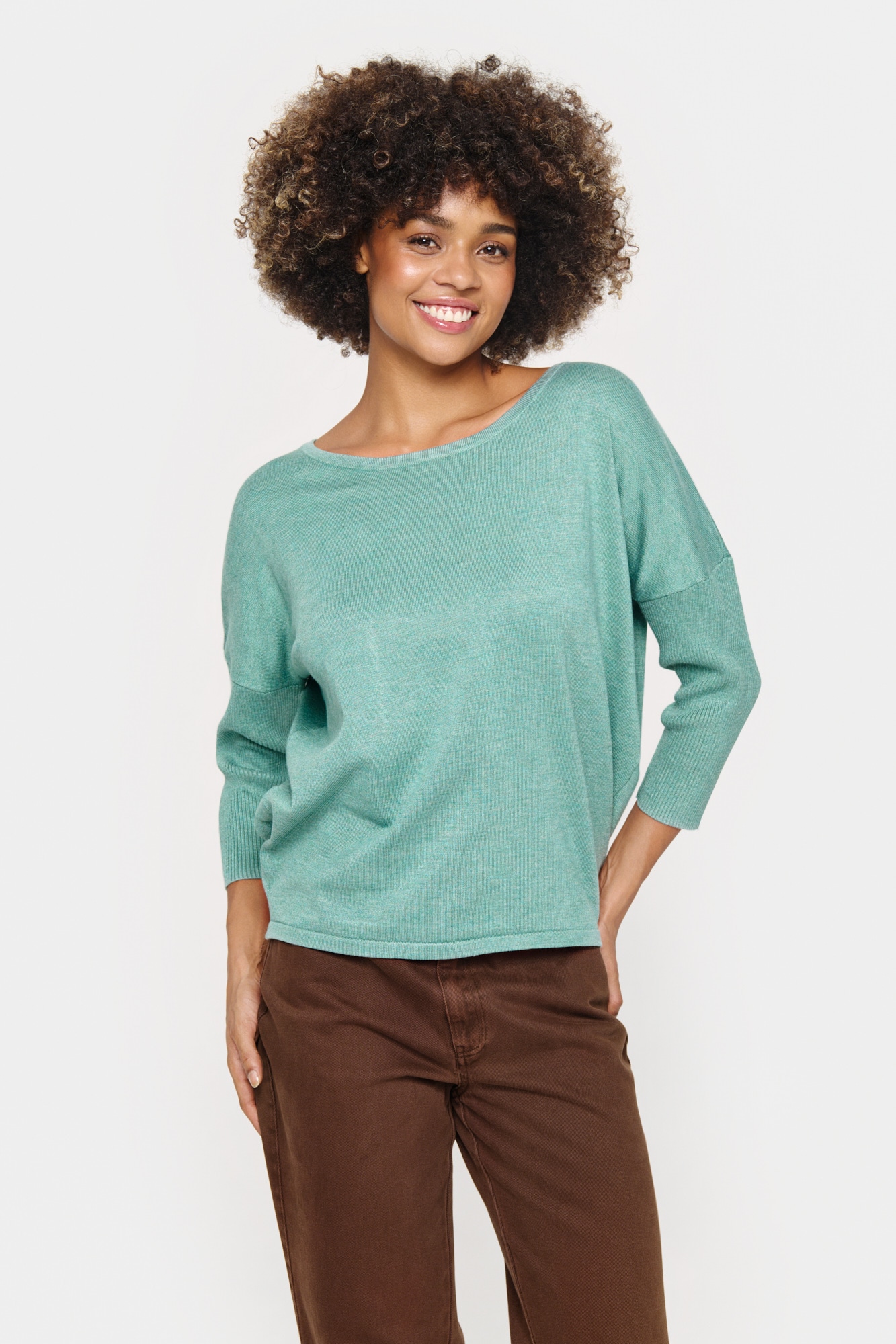 Saint Tropez Rundhalspullover "A2561, MilaSZ R-Neck" Viskosemischung, Casual fit