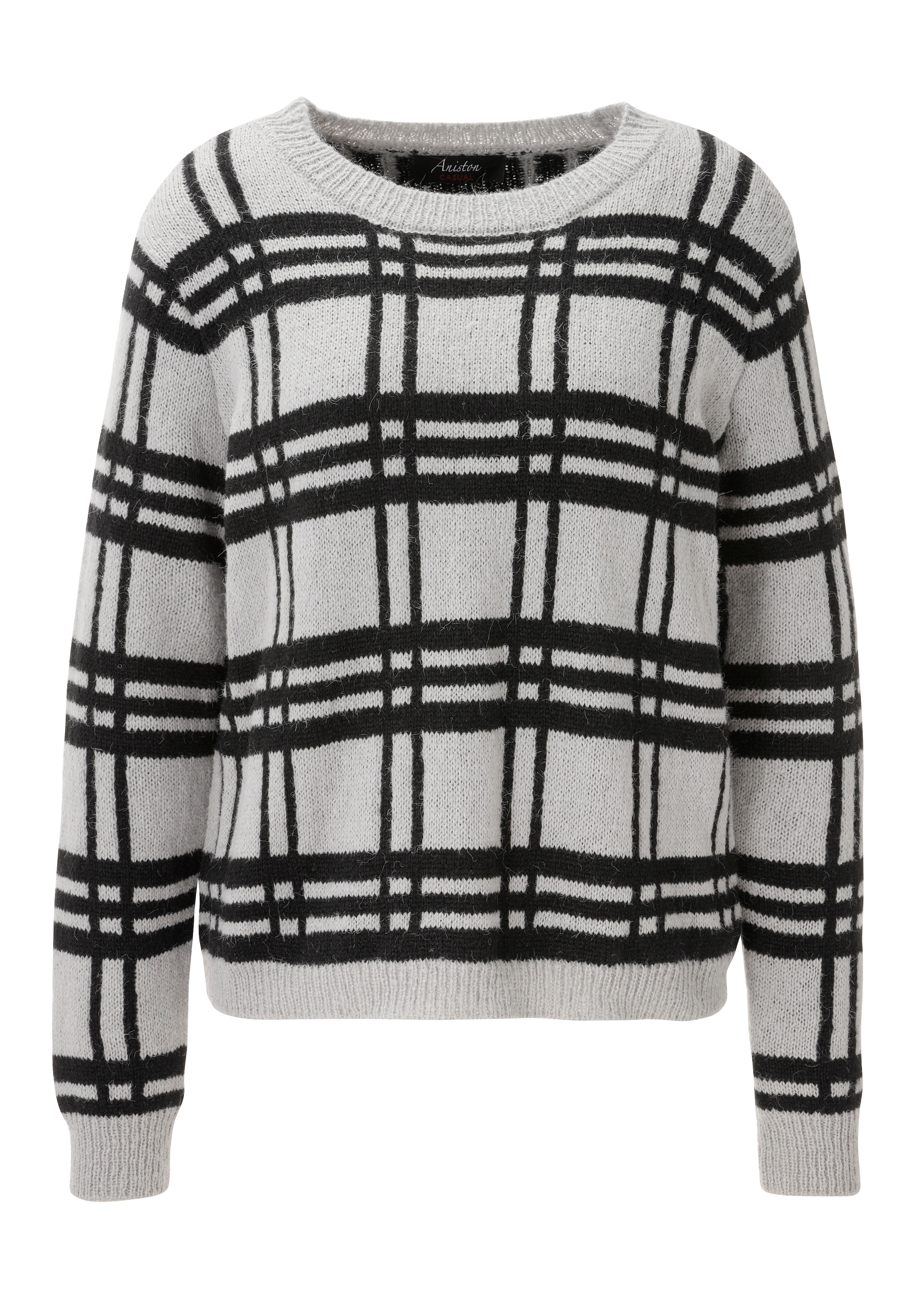 Aniston CASUAL Strickpullover im sportiven Karo-Dessin - NEUE KOLLEKTION