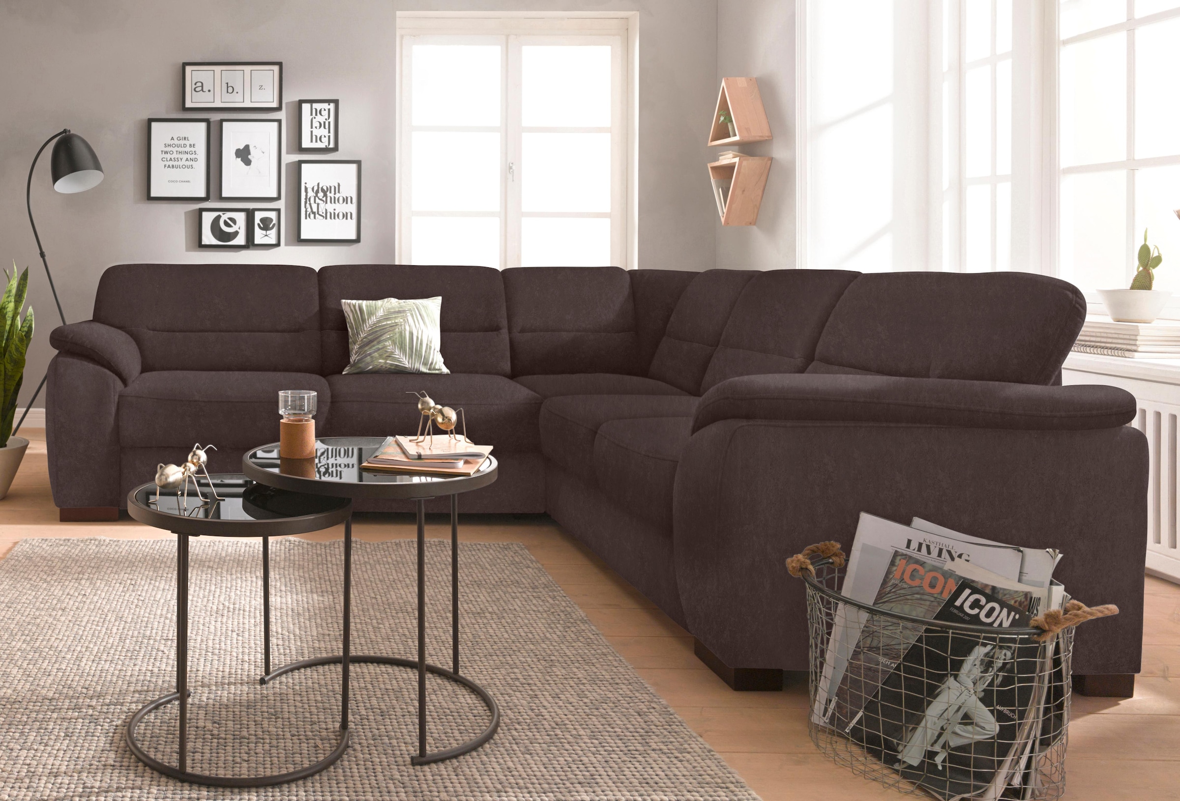 sit&more Ecksofa "Montego L-Form", wahlweise mit Bettfunktion und Schubkasten