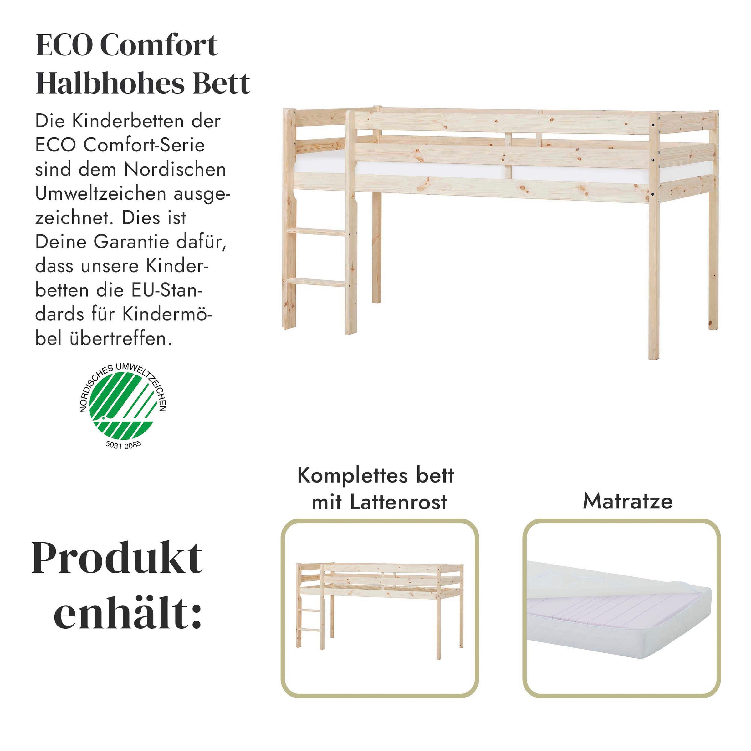 Hoppekids Spielbett »ECO COMFORT, Hochbett, in 2 Einzelbetten teilbar«, Höhe 72cm, Farbe & Größe & Matratze