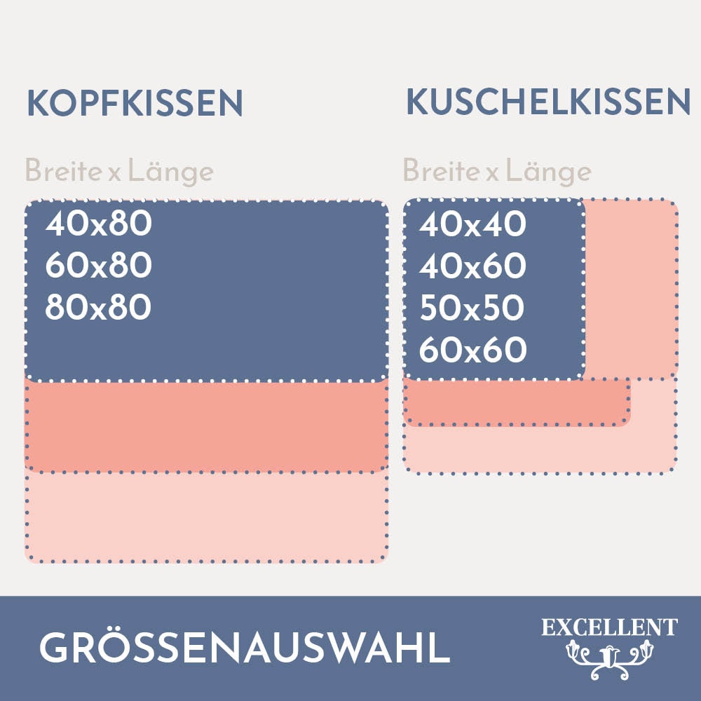 Excellent 3-Kammer-Kopfkissen »Wien«, Füllung: 60% Daunen / 40% Federn (Außenkammern) und 100% Federn (Innenkammer), Bezug: 100% Baumwolle, (1 St.), Kopfkissen in 40x80 und 80x80 erhältlich