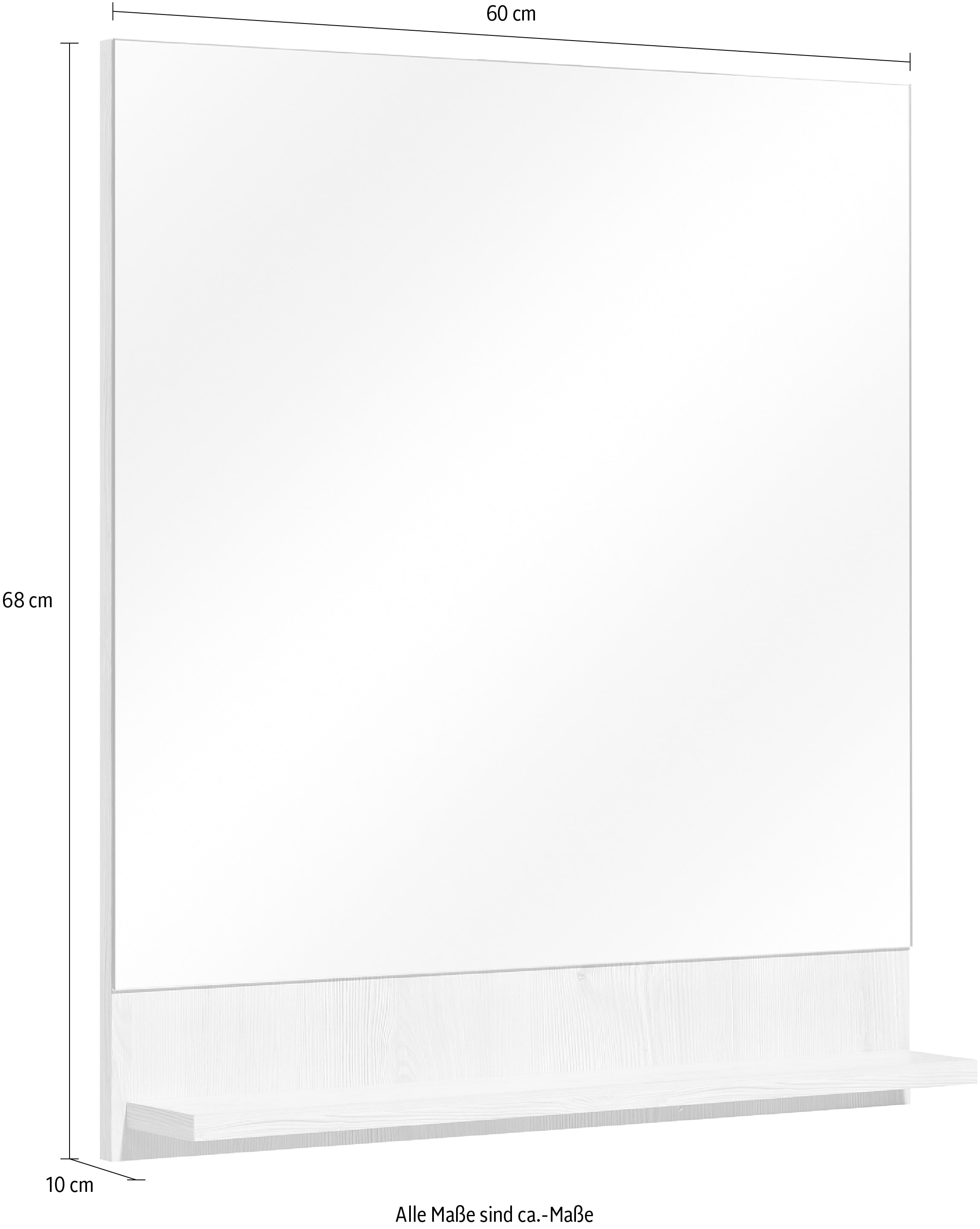 Saphir Wandspiegel »Quickset 350 Flächenspiegel mit Ablage, 60 cm breit, 68 cm hoch«, Pinie Ida hell Nachbildung, Badezimmer-Wandspiegel