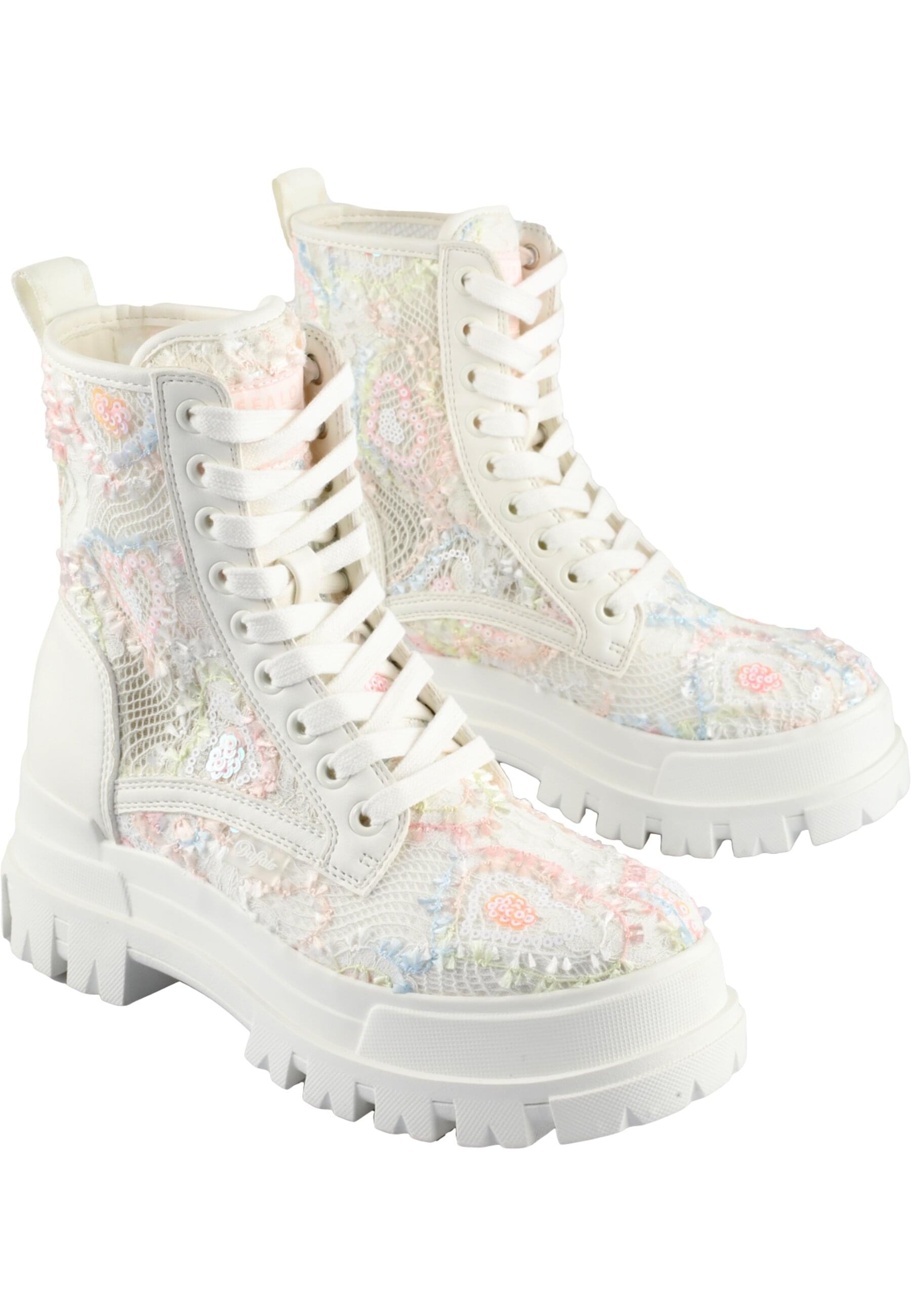 Stiefel BUFFALO "Buffalo ASPHA RLD BLOOM", Damen, Gr. 36, weiß, rose, blau, unifarben, Schuhe Stiefel 2