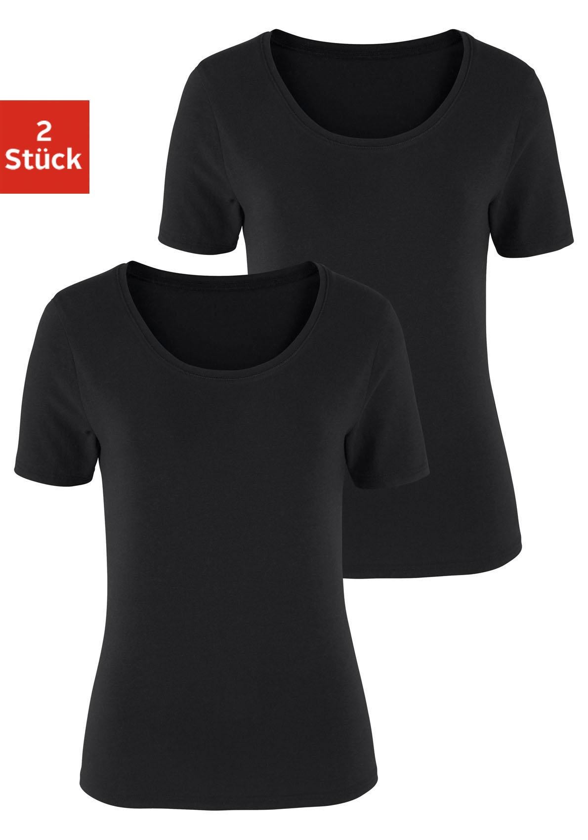 Vivance T-Shirt "aus elastischer Baumwoll-Qualität" 2er-Pack, aus elastischer Baumwoll-Qualität