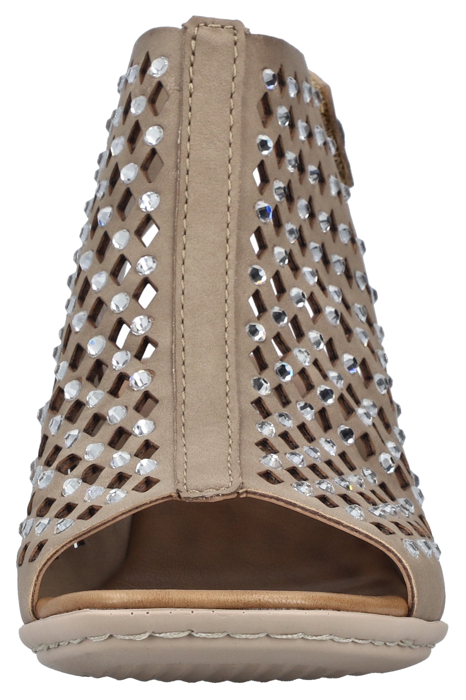 Rieker Schaftsandalette  Sommerschuh, Urlaubsschuh mit Klettverschluss und Glitzersteinchen