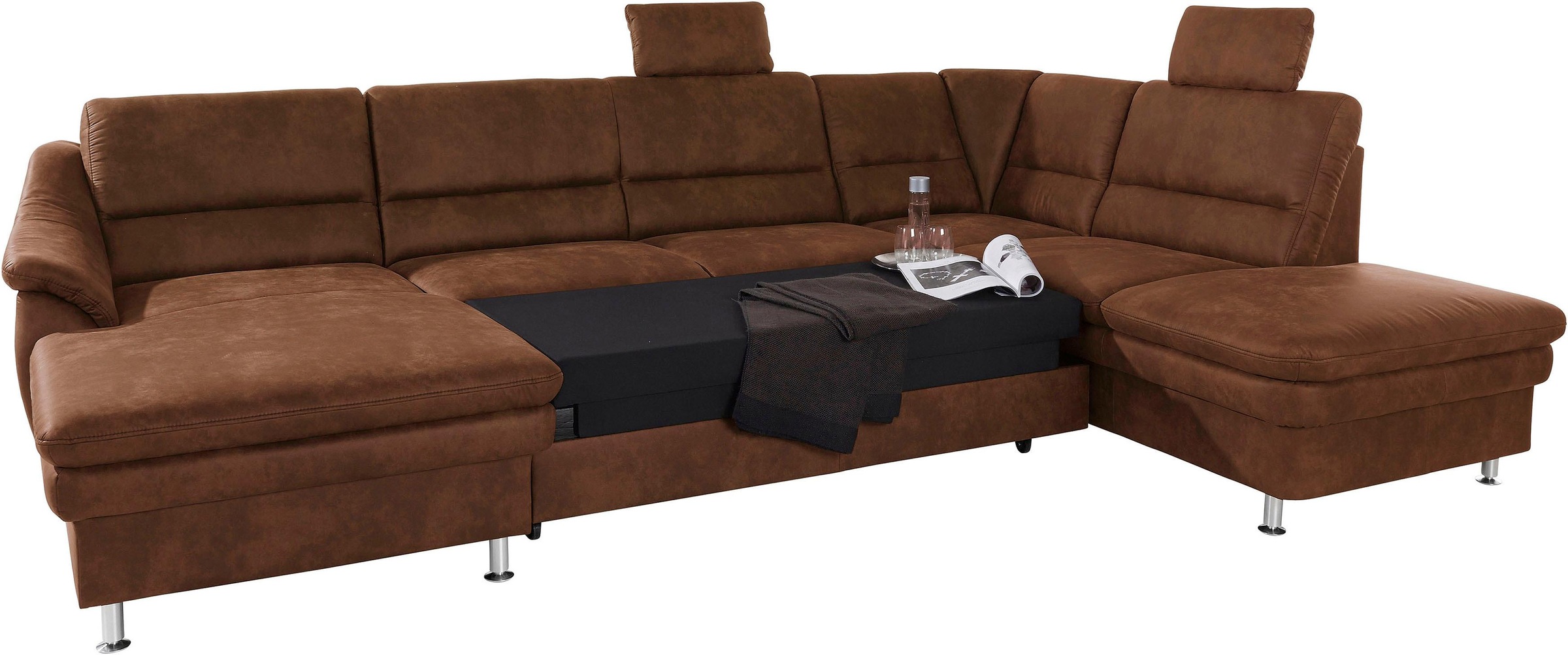 sit&more Wohnlandschaft »Cardoso U-Form«, mit Federkern und Kopfstützen, mit Bettfunktion und Relaxfunktion