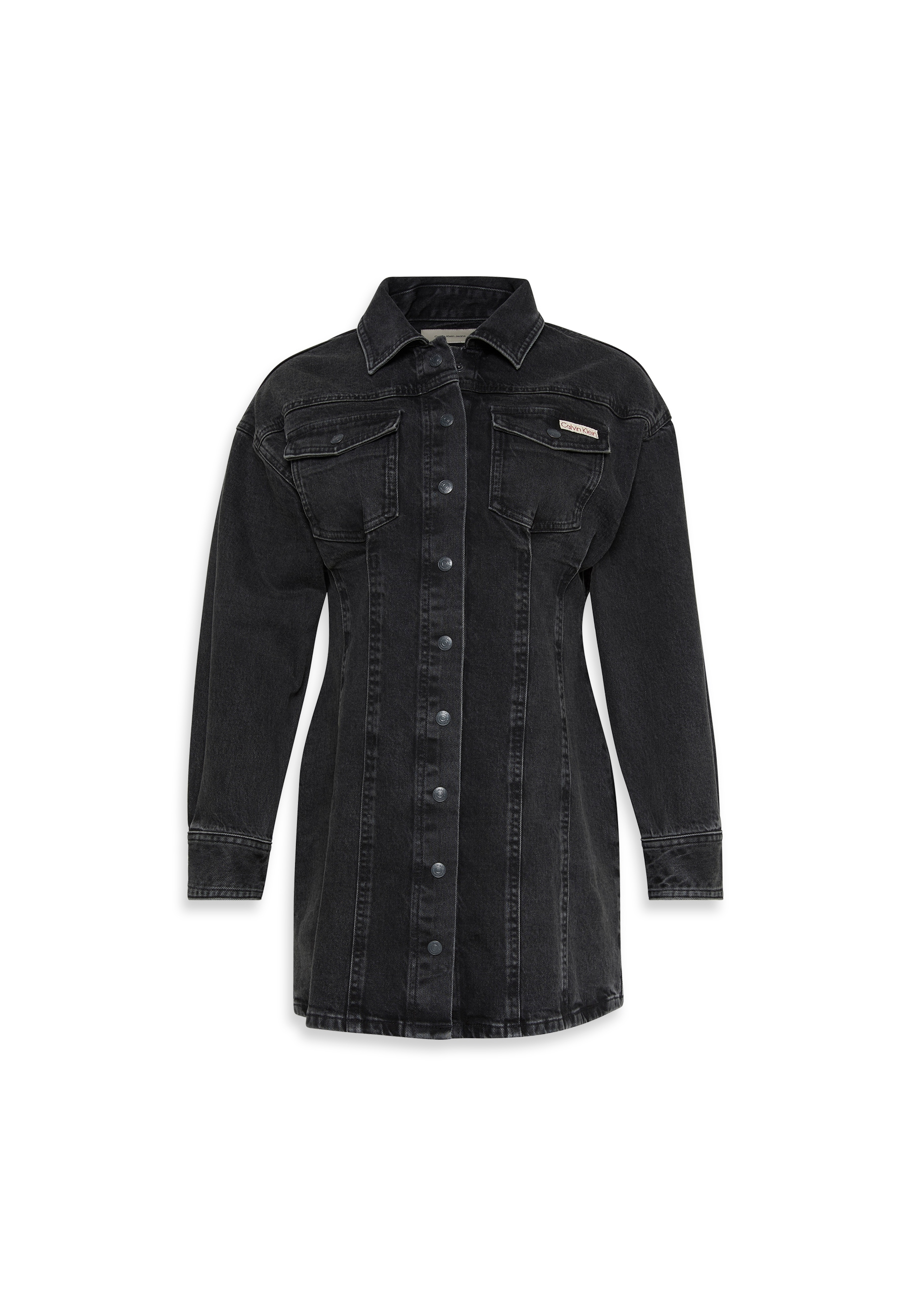 Calvin Klein Jeans Jeanskleid "LS DENIM MINI DRESS" Klappentaschen Mit Rund günstig online kaufen