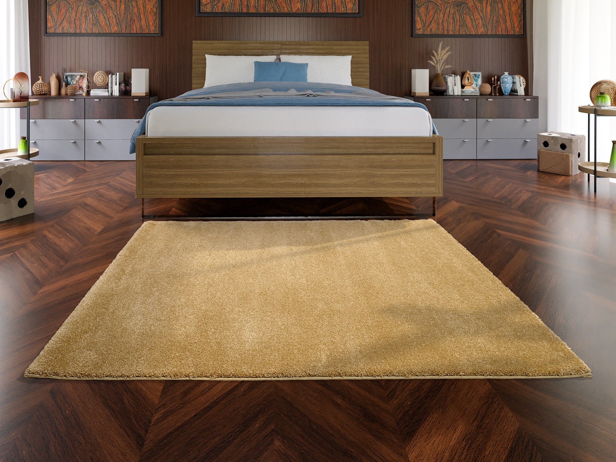 Teppich OCI DIE TEPPICHMARKE "NEW VILLA MELANGE, auch als Läufer und in rund", gold, B:200cm H:20mm L:290cm, Polypropylen, Teppiche, Teppich, dichter Shaggy, melierte uni Farben, robuster Hochflor, Wohnzimmer