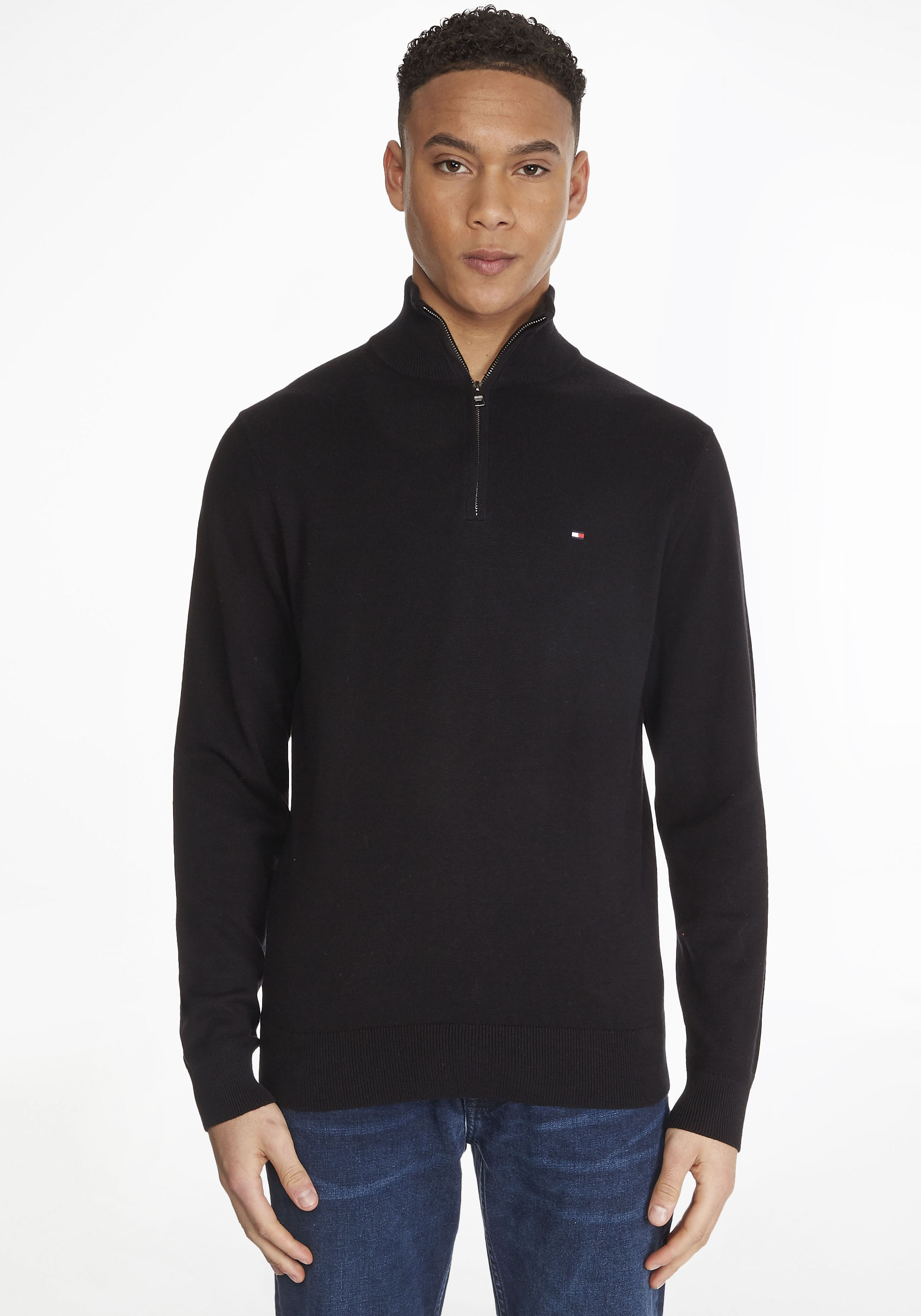 Thumbnail - Tommy Hilfiger Troyer "PIMA ORG CTN CASHMERE ZIP MOCK"