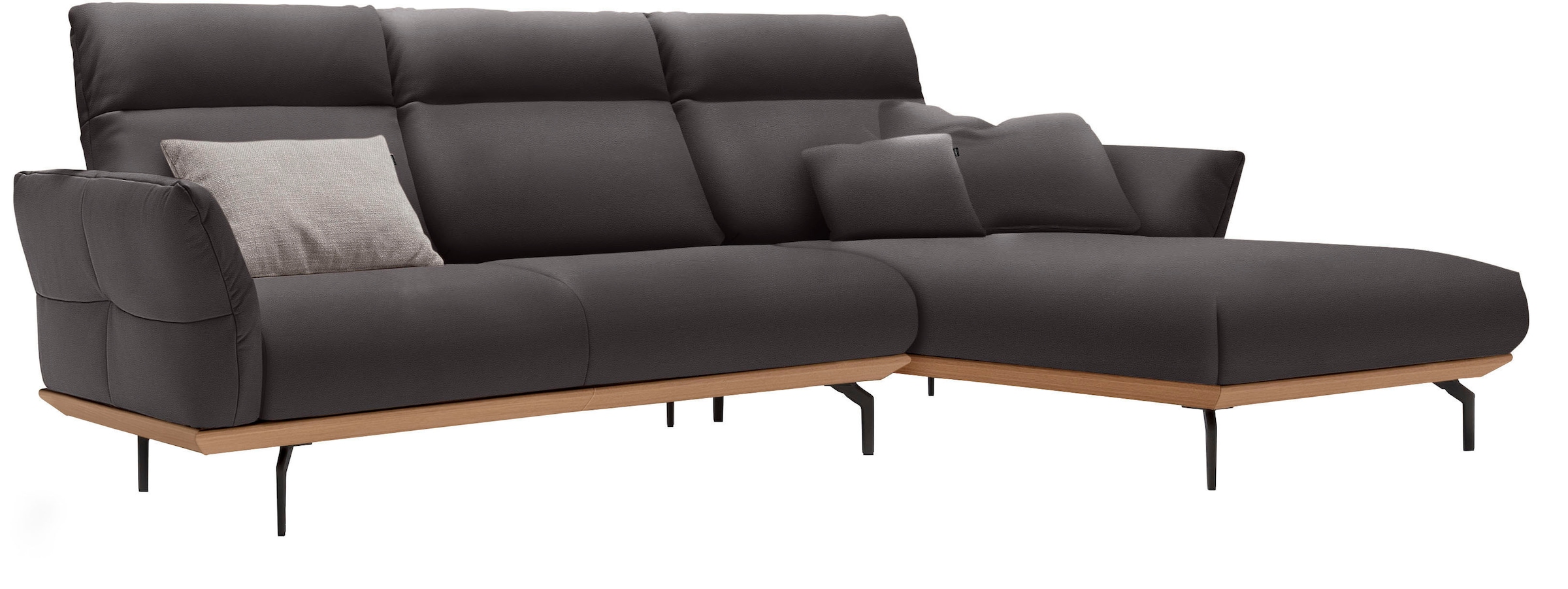 Creation BY ROLF BENZ Ecksofa »CR.460«, Sockel in Eiche, Alugussfüße in umbragrau, Breite 298 cm