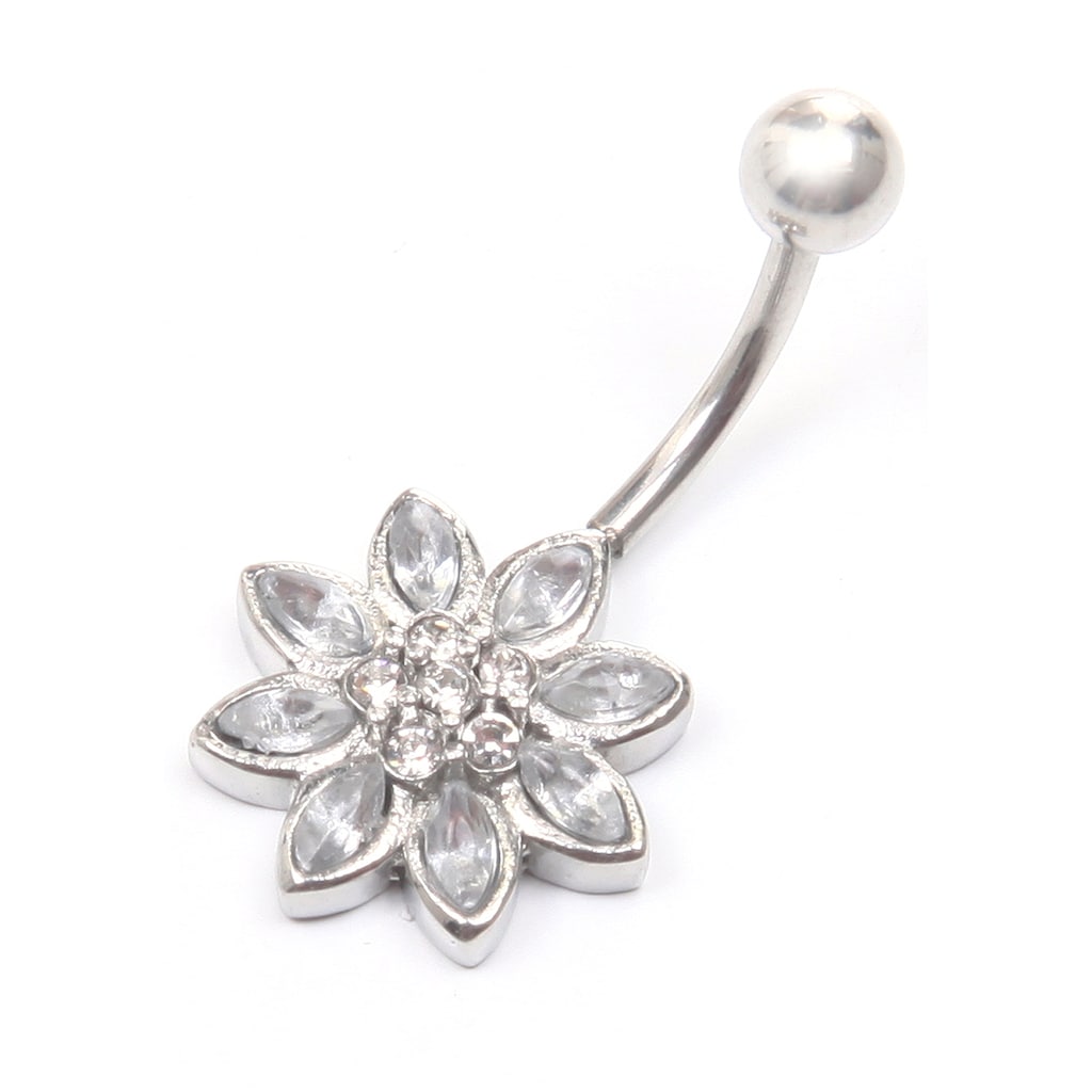 Firetti Bauchnabelpiercing »Schmuck Geschenk Piercing Körperschmuck Blume«, mit Glassteinen