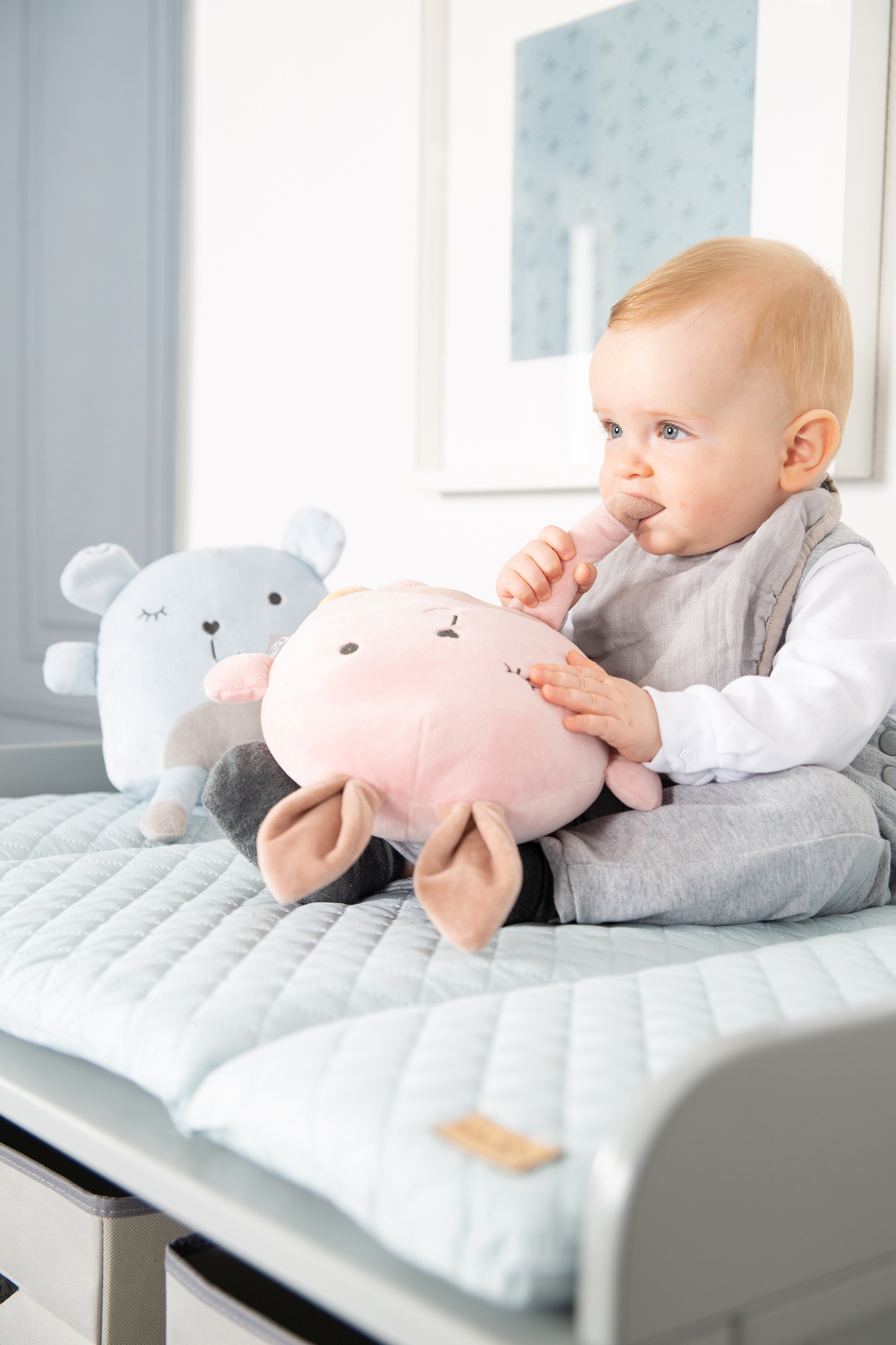 roba® Wickelauflage »Style, Soft, sky«, mit aufgesticktem Gesicht