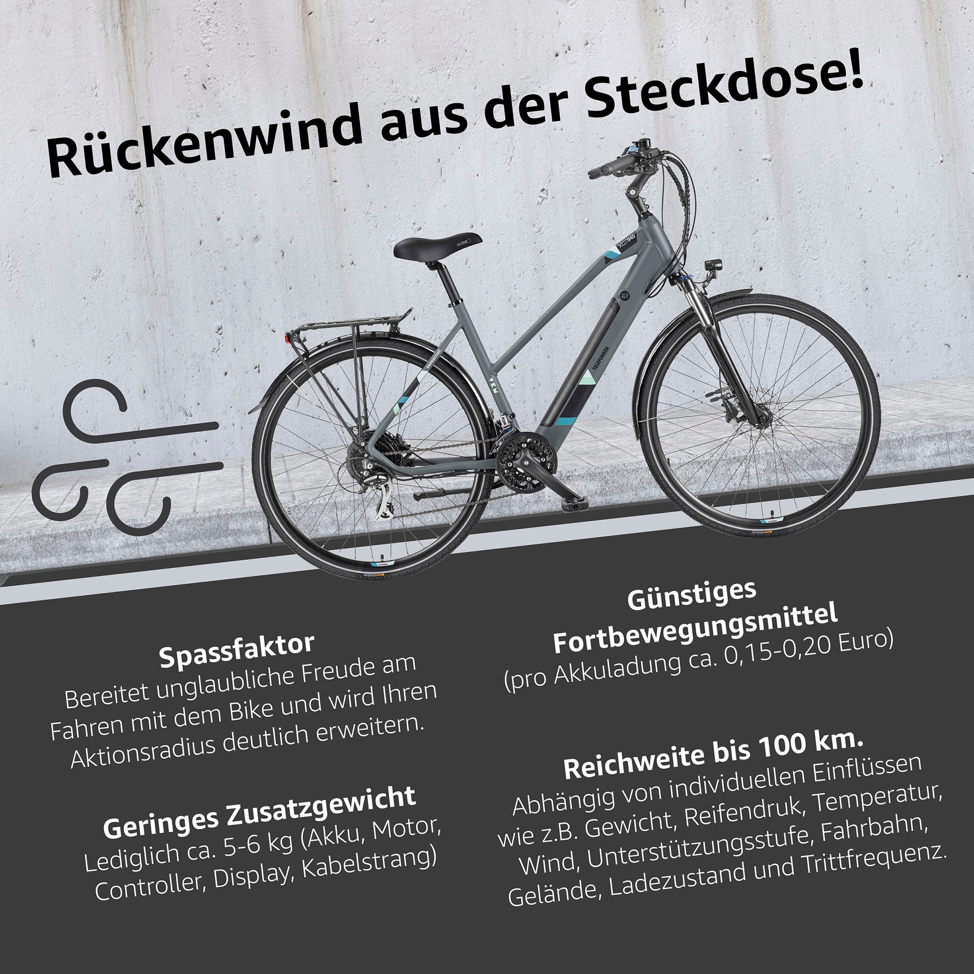 Telefunken E-Bike »Expedition XC940«, 24 Gang, Shimano, Acera, Heckmotor 250 W, (ca. 100 km Reichweite-hydraulische Scheibenbremsen-Straßenzulassung), Trekking Elektrofahrrad, Pedelec, Damen, 28 Zoll, 36 V 417,6 Wh Akku