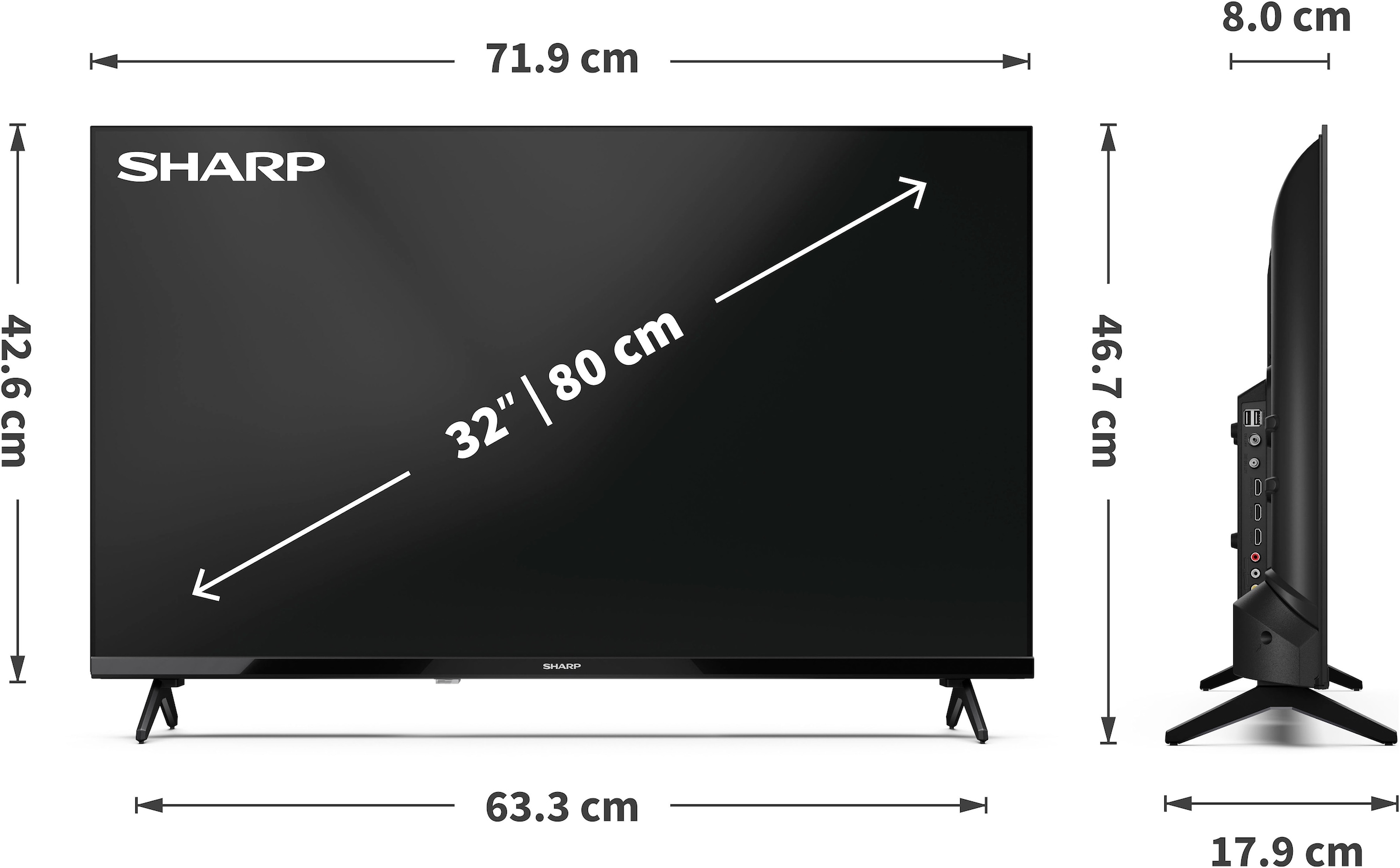 Sharp LED-Fernseher »1T-C32HAx« 80 cm/32 HD-ready