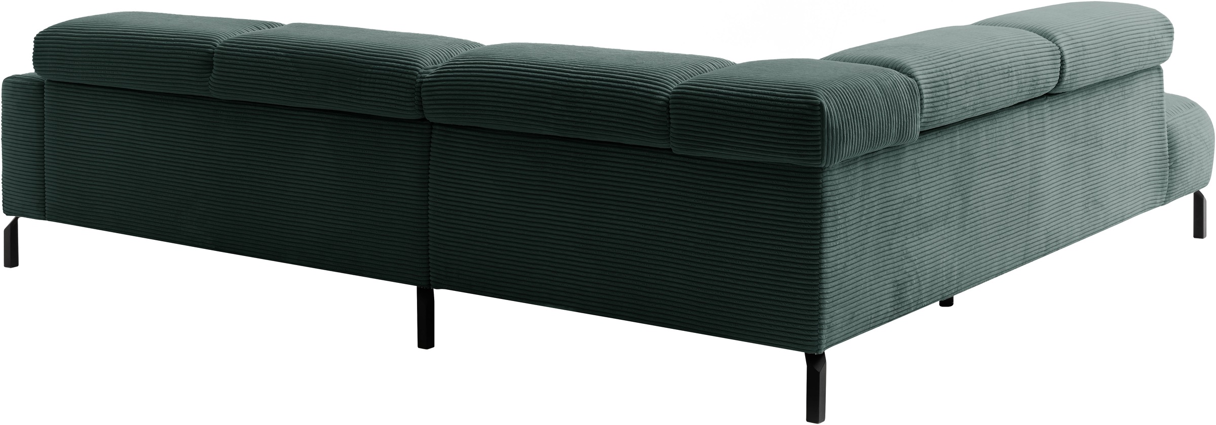 Places of Style Ecksofa »Antonelli, L-Form, inkl. Kopfteilverstellung, Breite 276 cm«, mit elektrischer Sitztiefenverstellung, in Cord, grün