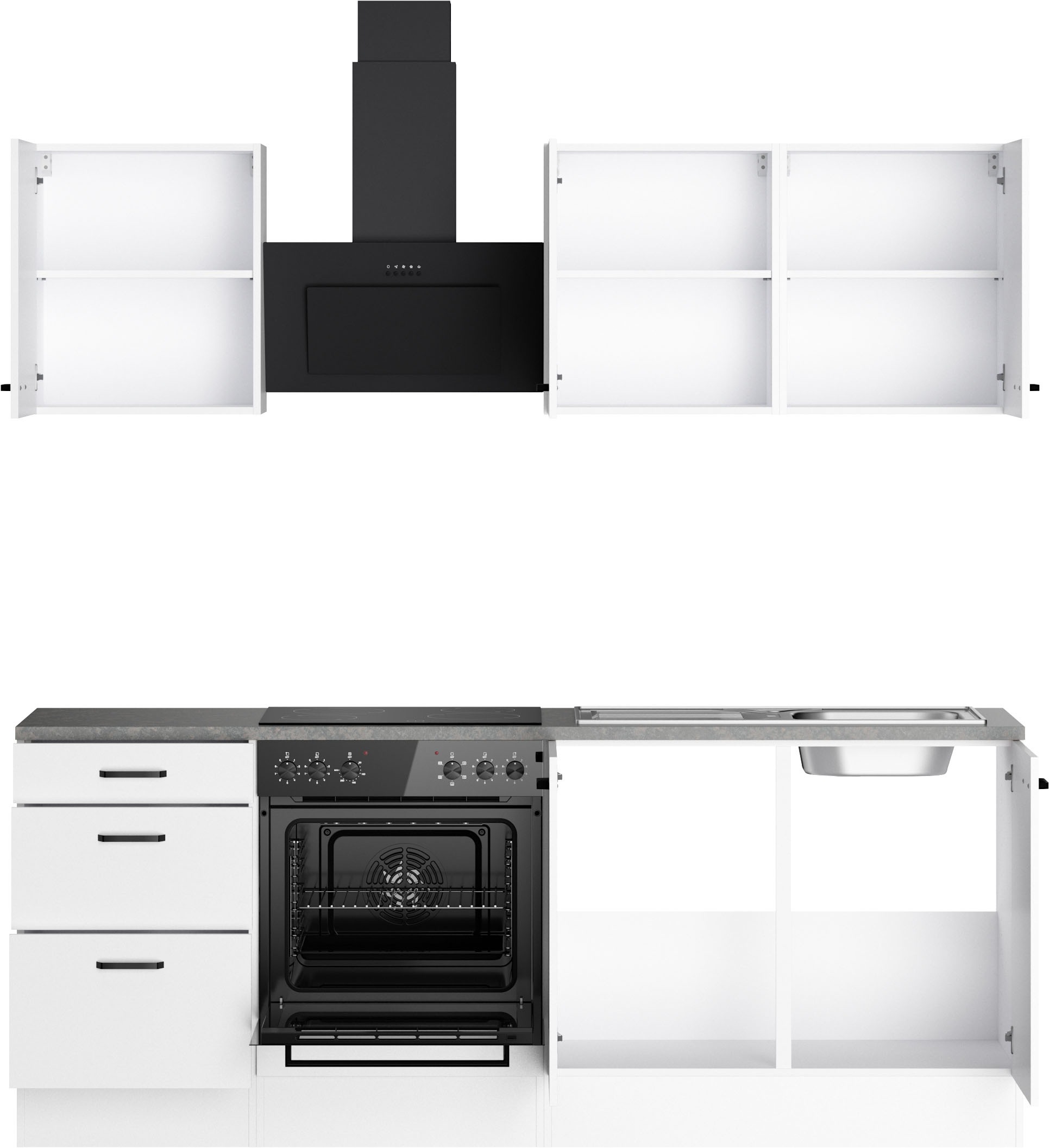 OPTIFIT Küchenzeile »OPTImulti« Breite 210 cm, wahlweise mit E-Geräten und Edelstahlspüle