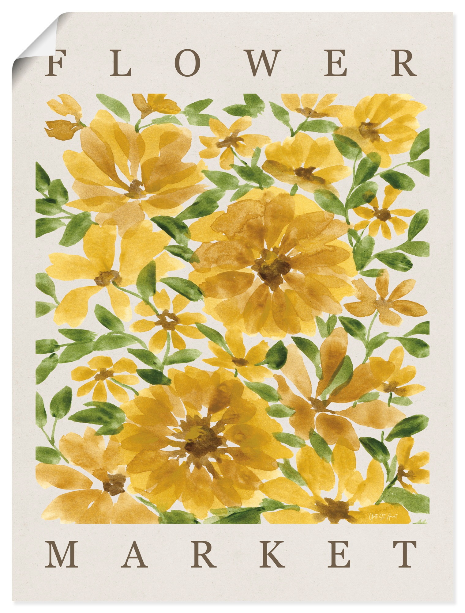 Wandbild ARTLAND "Sunflower Blooms", farbe bild(er): gelb, B:30cm H:40cm, Papier, Bilder, als Alubild, Leinwandbild, Poster, Wandaufkleber in verschied. Größen