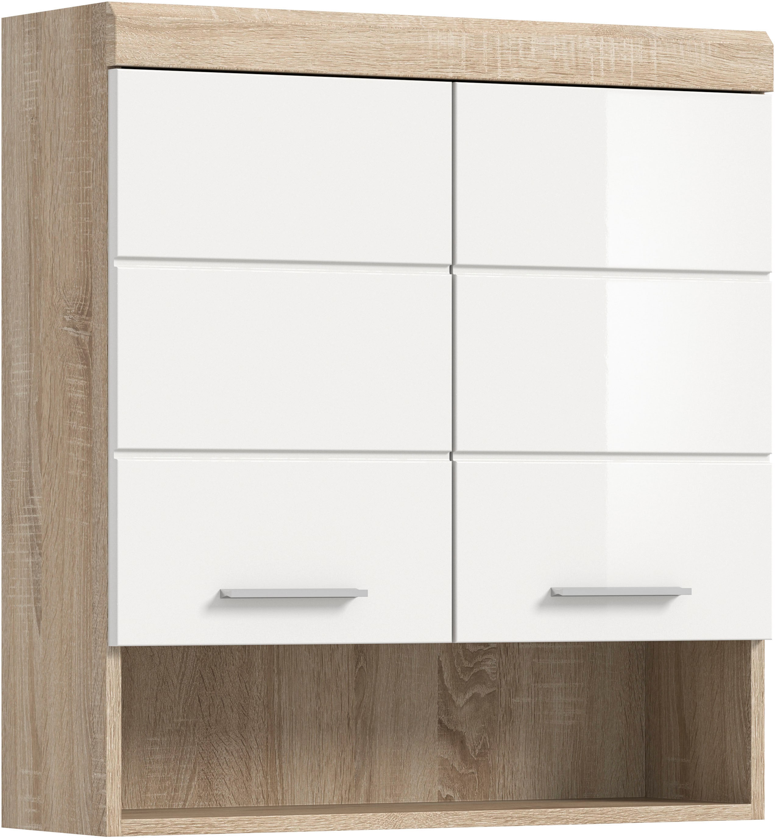 welltime Hängeschrank "SIENA, Breite 74cm, 2 Türen, 1 offenes Fächer, MDF-Front" TOPSELLER, in verschiedenen Farben erhältlich, Badmöbel, Badschrank, Schrank, Bad