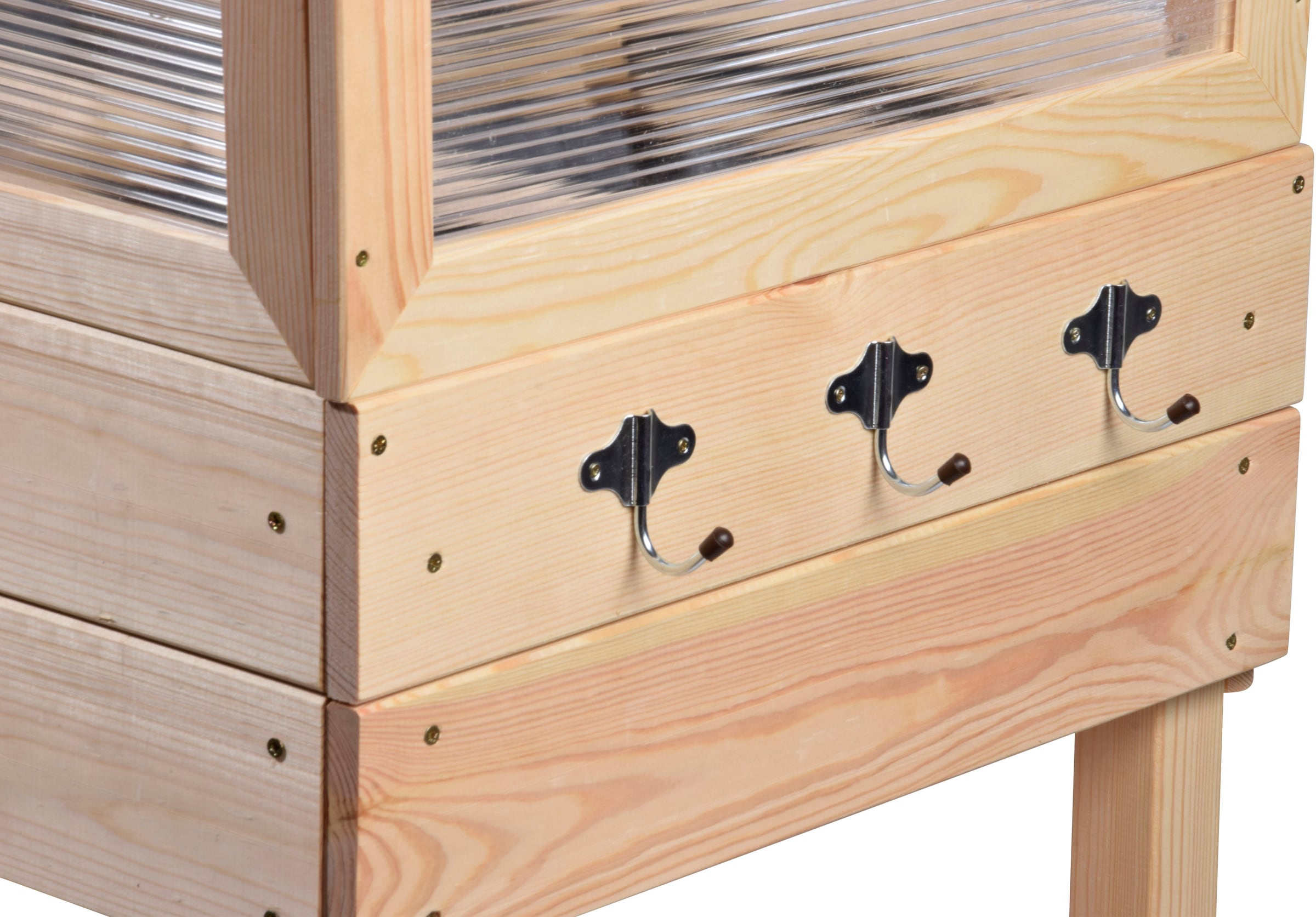 dobar Hochbeet erhöhtes Frühbeet mit Tisch & Haken, Gr. L, transparent, Kiefer