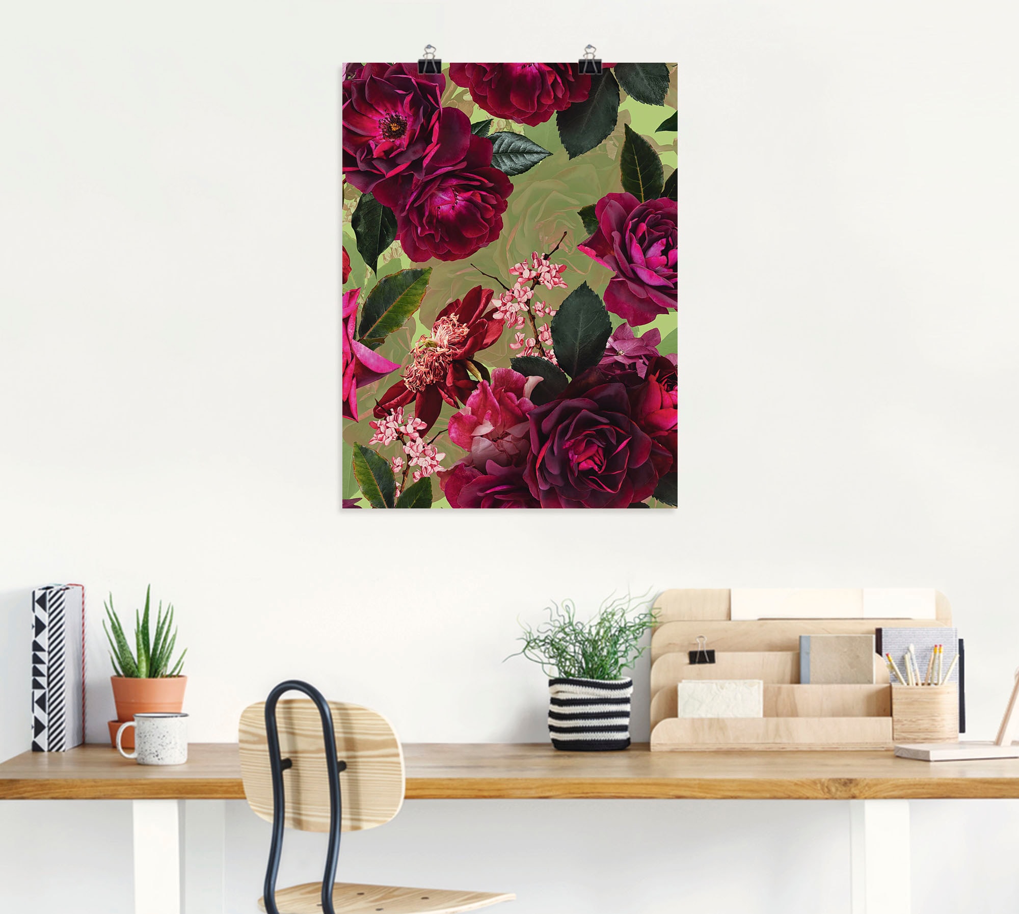 Artland Poster »Dunkle Rosen auf Grün« Blumenbilder 1 Stk. tlg. ohne Rahmen