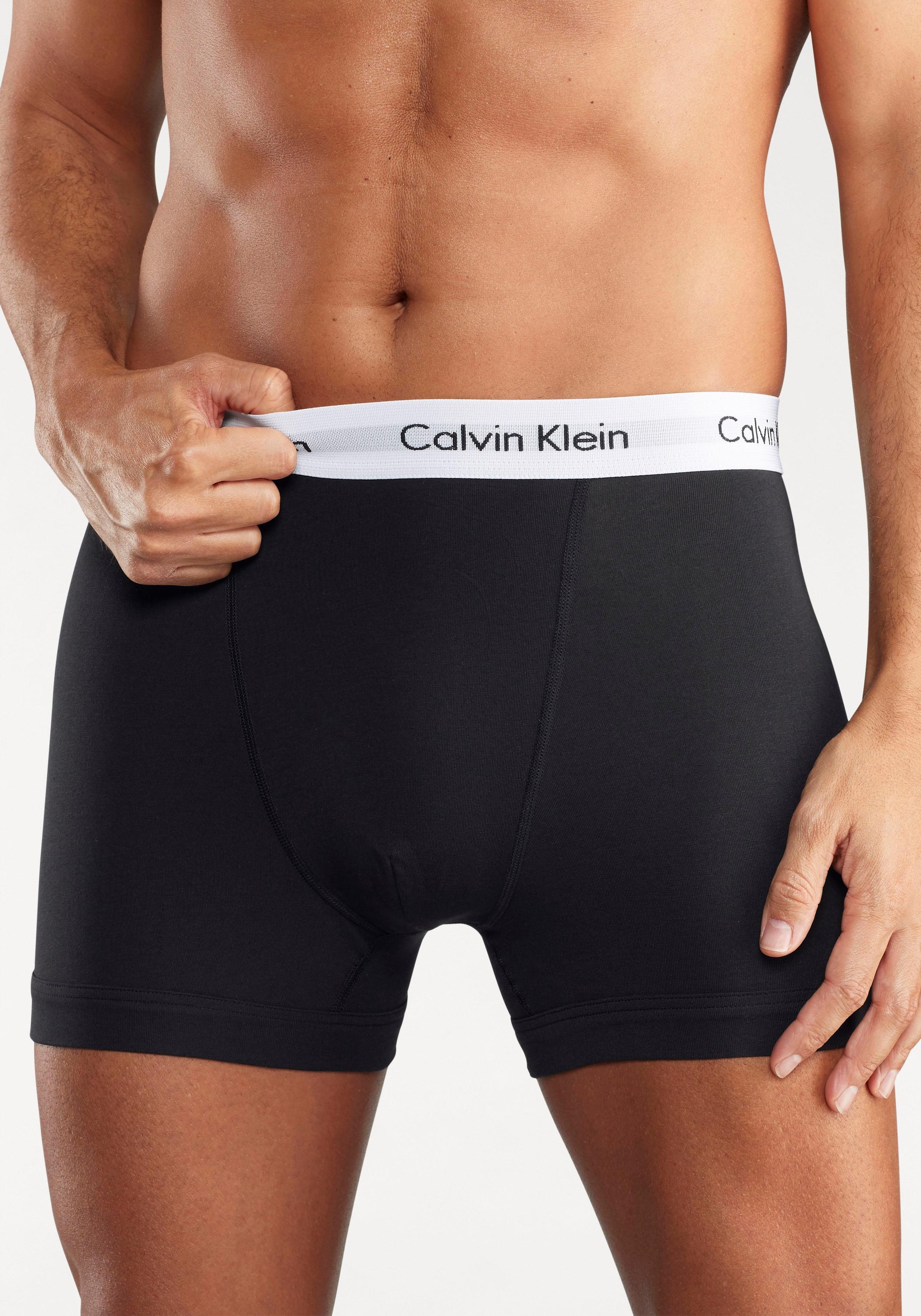Herren Boxer "CK Boxer 3x", CALVIN KLEIN UNDERWEAR, Gr. XL, schwarz-weiß, Obermaterial: 95% Baumwolle, 5% Elasthan, Unterhosen, mit Logoschriftzug am