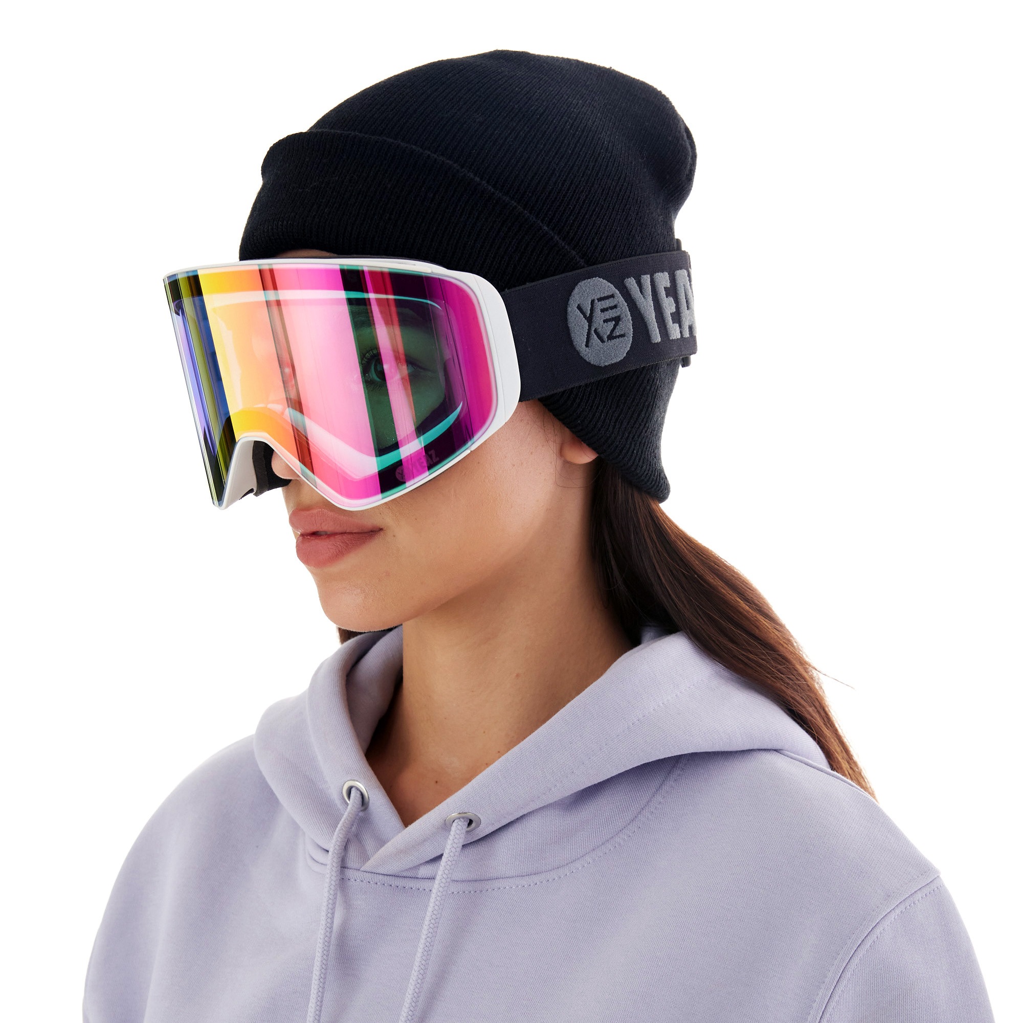 YEAZ Snowboardbrille »Magnet-Ski-Snowboardbrille pink verspiegelt/weiß APEX«