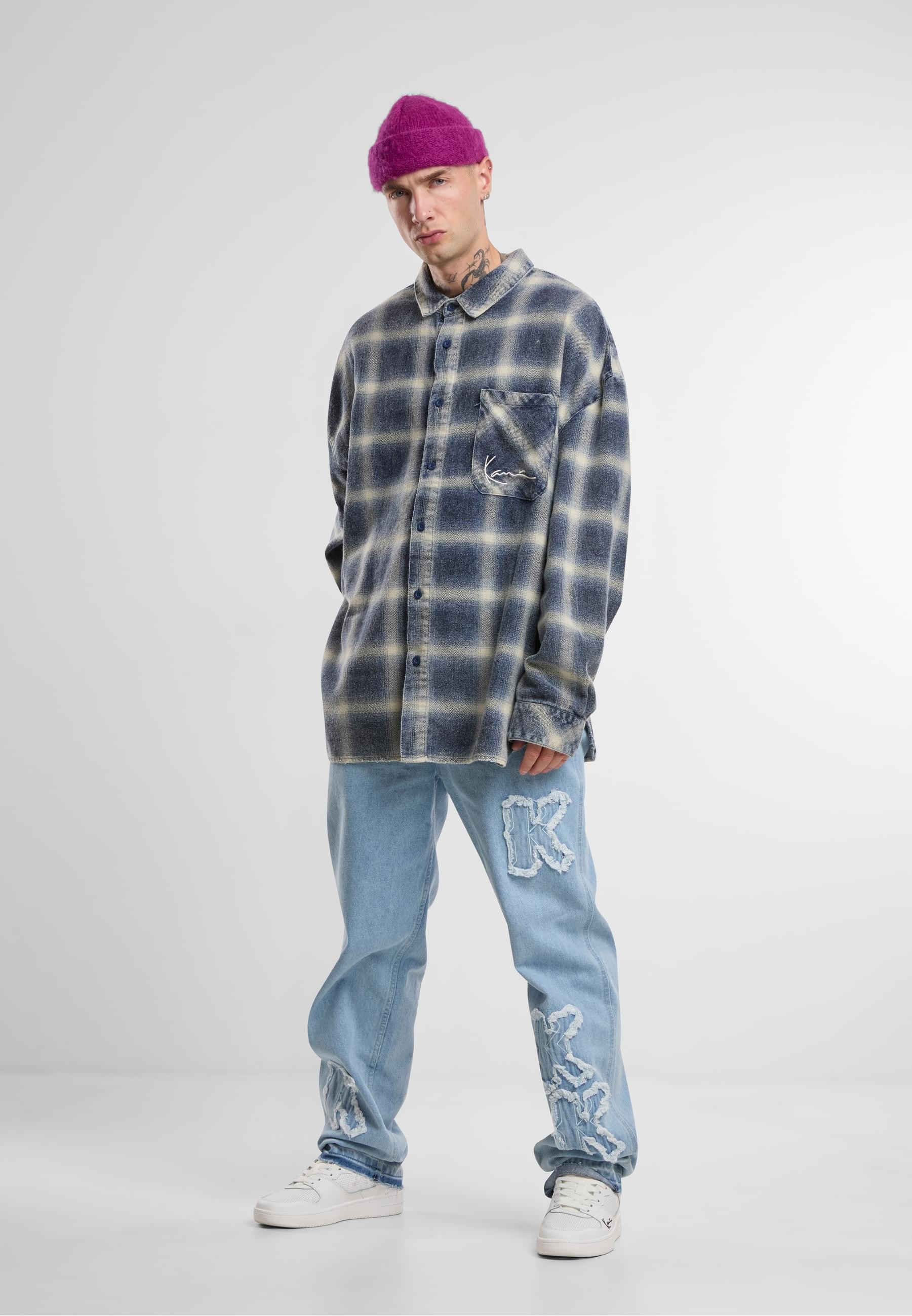 Karl Kani Langarmhemd »Karl Kani Karl Kani Small Signature Distressed Check Overshirt«, (1 tlg.)