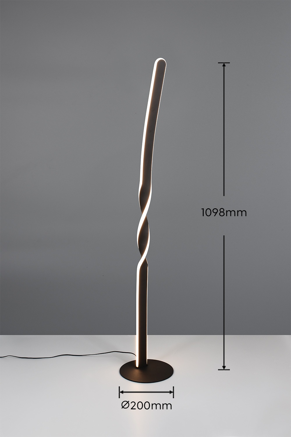 REALITY Leuchten LED Stehlampe »GINKO, LED Stehleuchte mit 19W 2060 Lumen 3000K warmweiß«, 1 flammig, Leuchtmittel LED-Board | LED fest integriert, Stehlampe mit Fußschalter + 180cm Kabel, Höhe 110 cm Ø 20cm