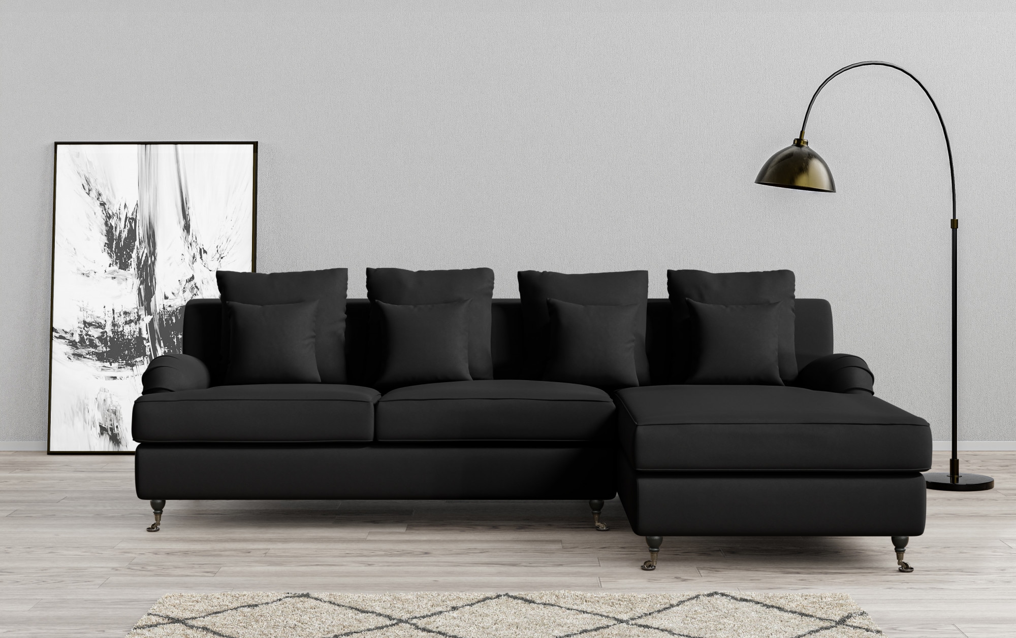 Home affaire Ecksofa »NORIN L-Form« zwei Fußarten: vorne - Rollen, hinten - Holzfüße