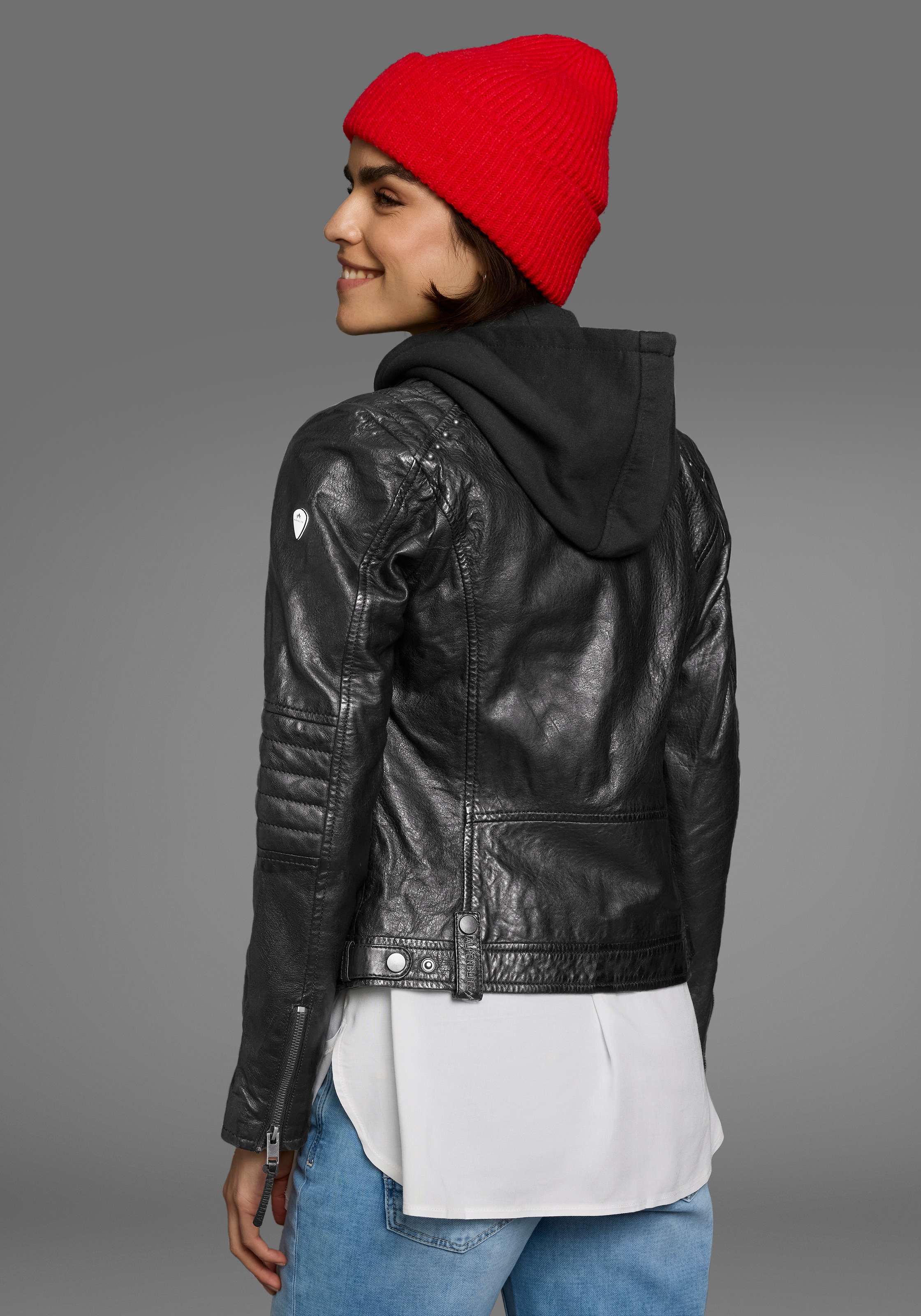 ALPENBLITZ Lederjacke "Lissabon", mit Kapuze, für Sommer und Übergangszeit, günstig online kaufen