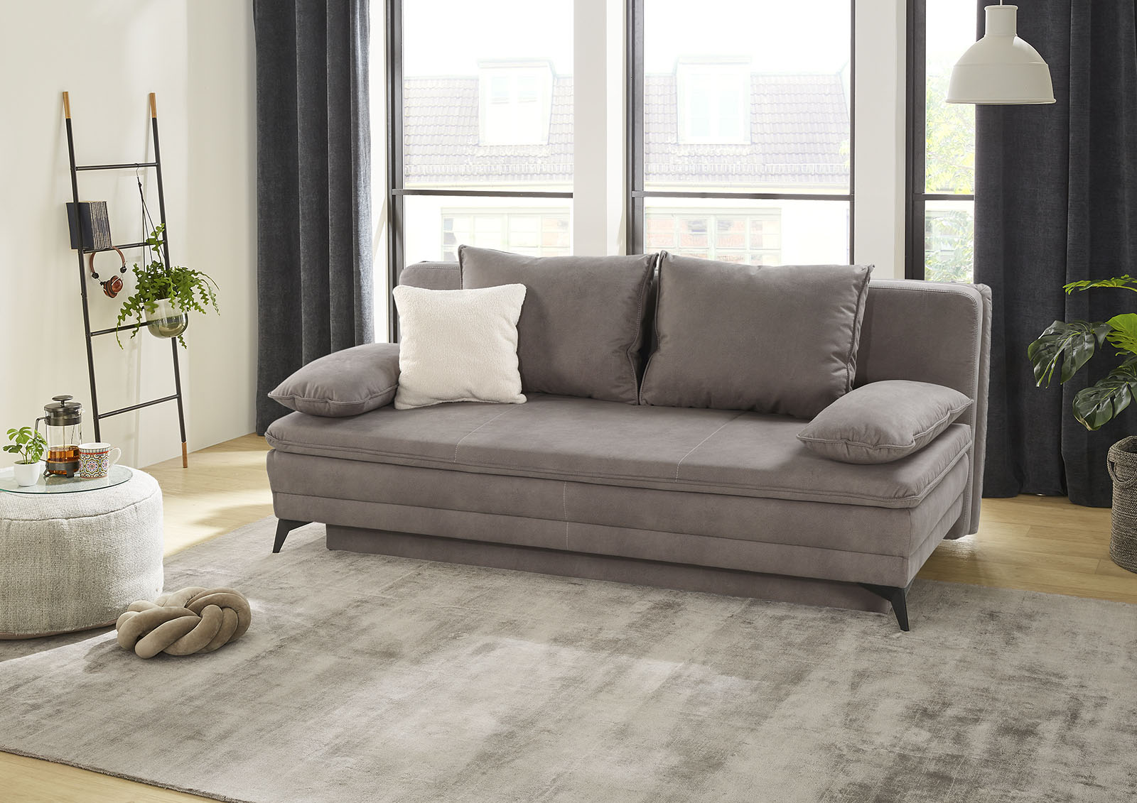 Jockenhöfer Gruppe Schlafsofa "Laurin, B: 202 cm, Liegefl. 158x200 cm, Dauerschläfer" mit Schlaffunktion, Bettkasten, Kaltschaumtopper &1 Zierkissen