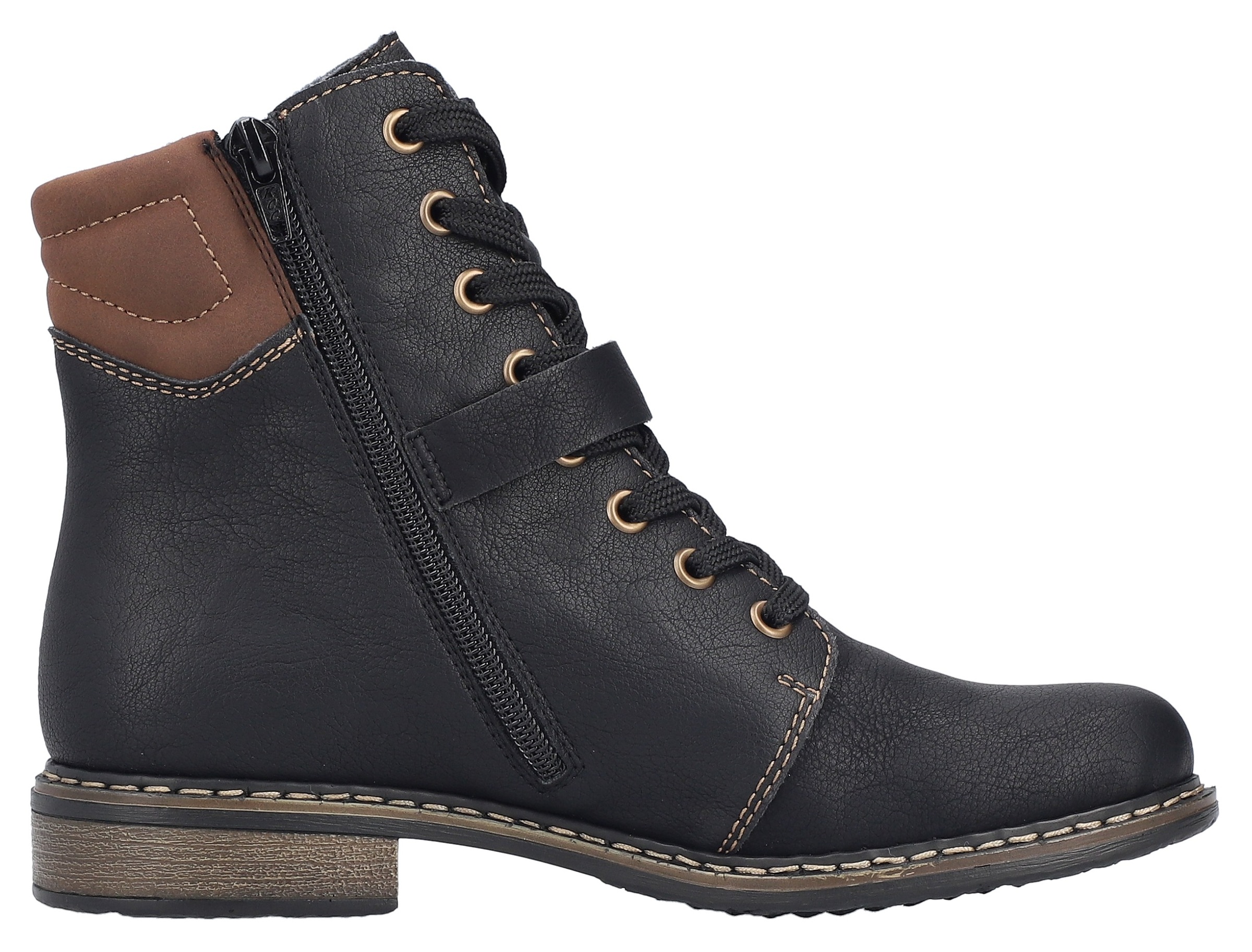 Rieker Schnürstiefelette, Schnürboots, Stiefelette, Blockabsatz, mit gepolstertem Schaftrand